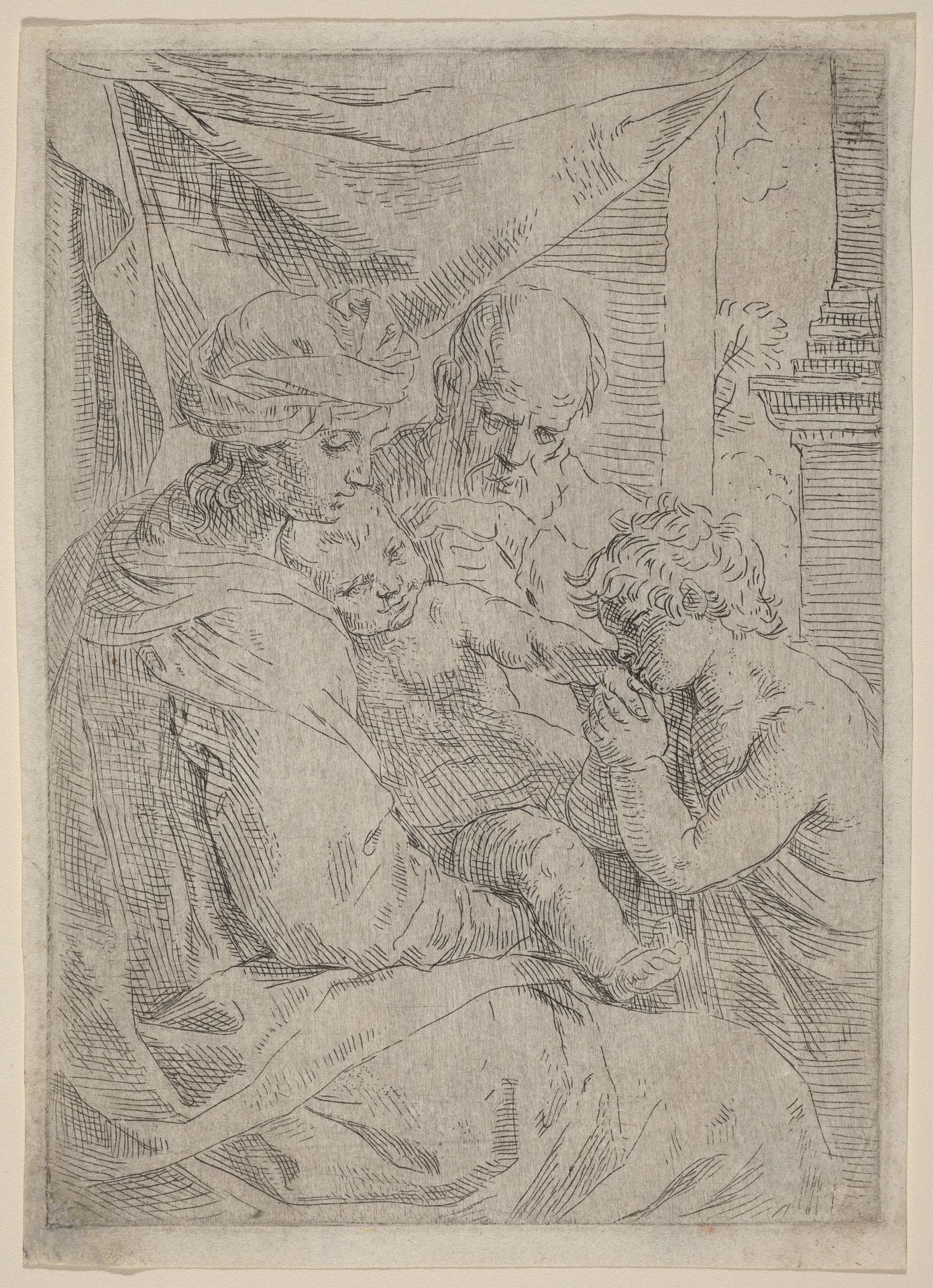 The Virgin and Child with Saint John by Simone Cantarini