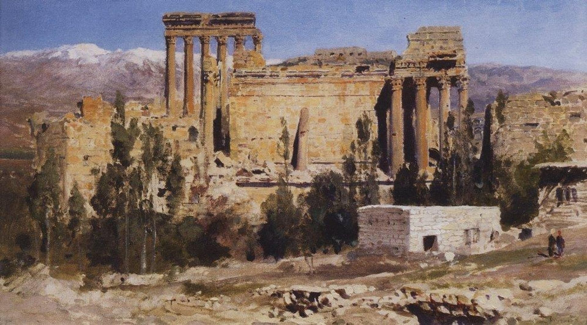 Baalbek. Ruins of Jupiter Cathedral and Cathedral of Sun. by Vasily Polenov