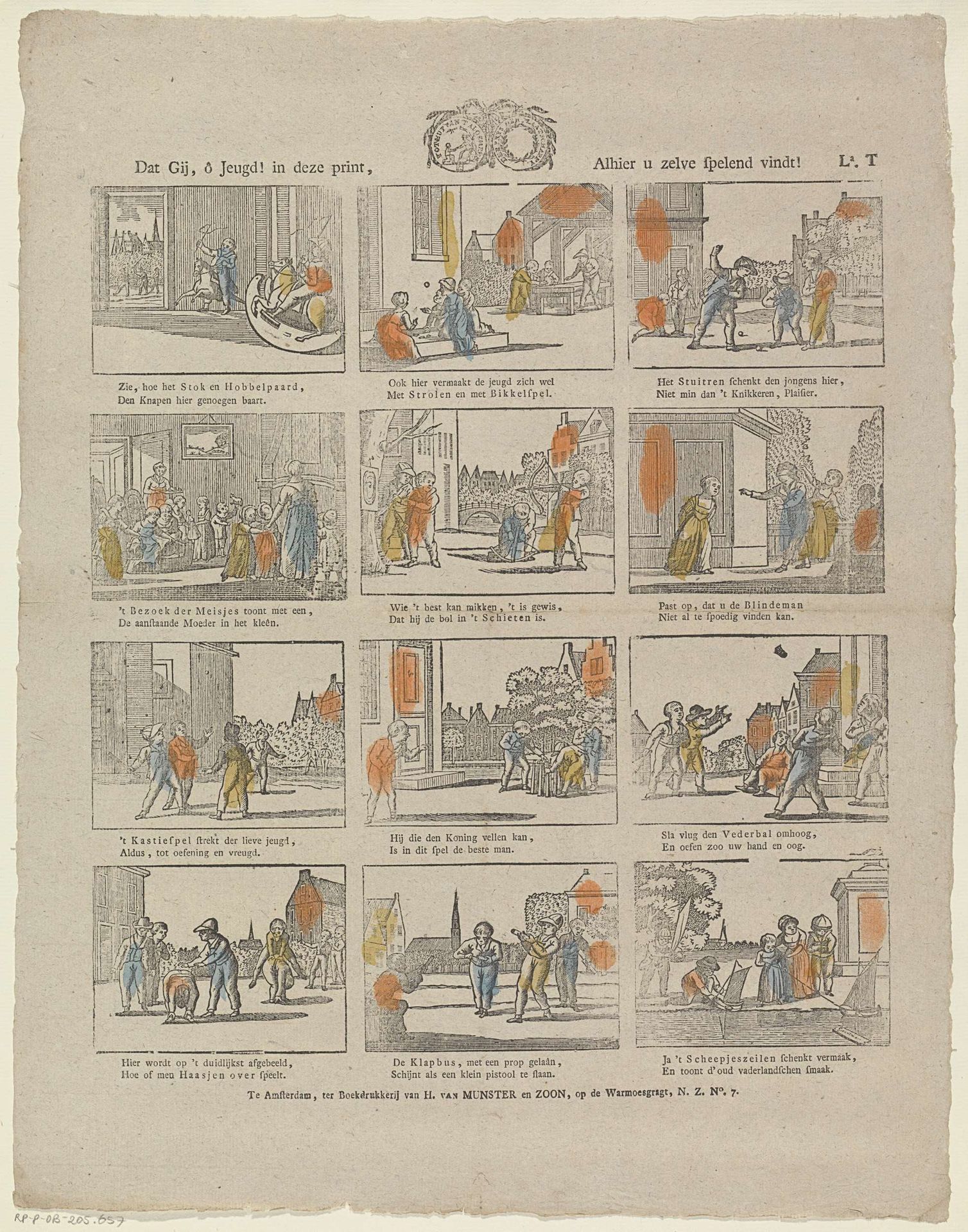 Dat gij, ô jeugd! in deze print, / Alhier u zelve spelend vindt! by Gerrit Oortman