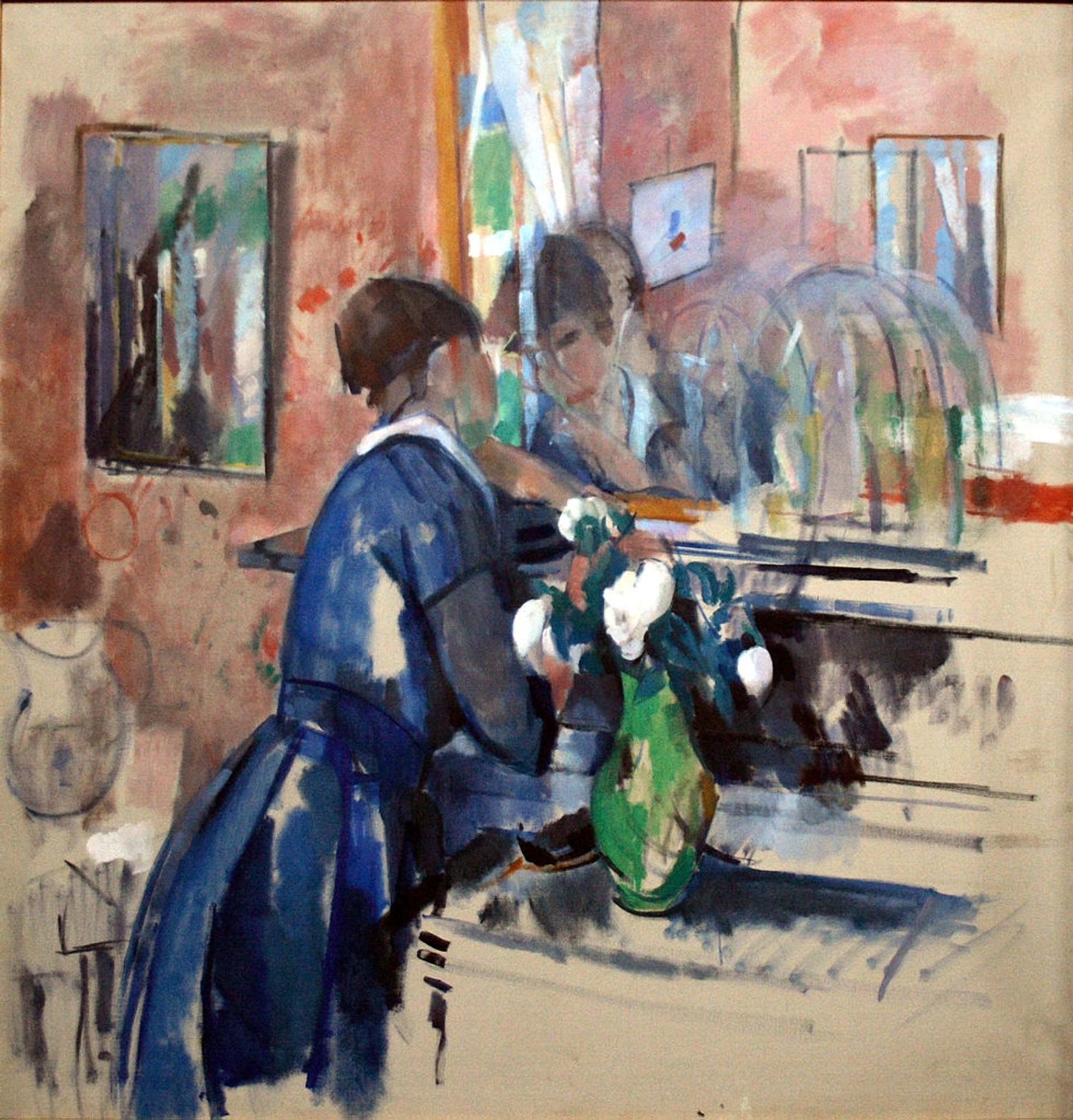 Lady in Blue in front of a Mirror by Rik Wouters