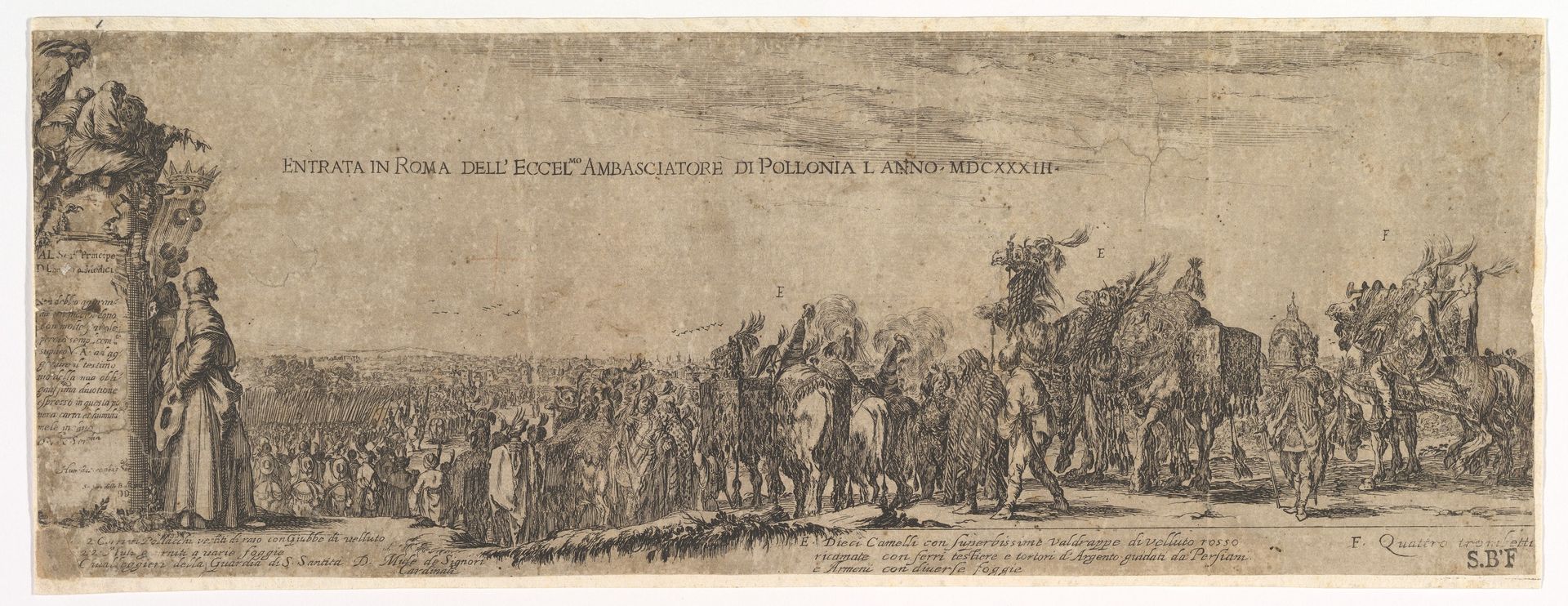 Plate 1: The Entrance of the Polish Ambassador into Rome, the Medici coat of arms at left by Stefano della Bella