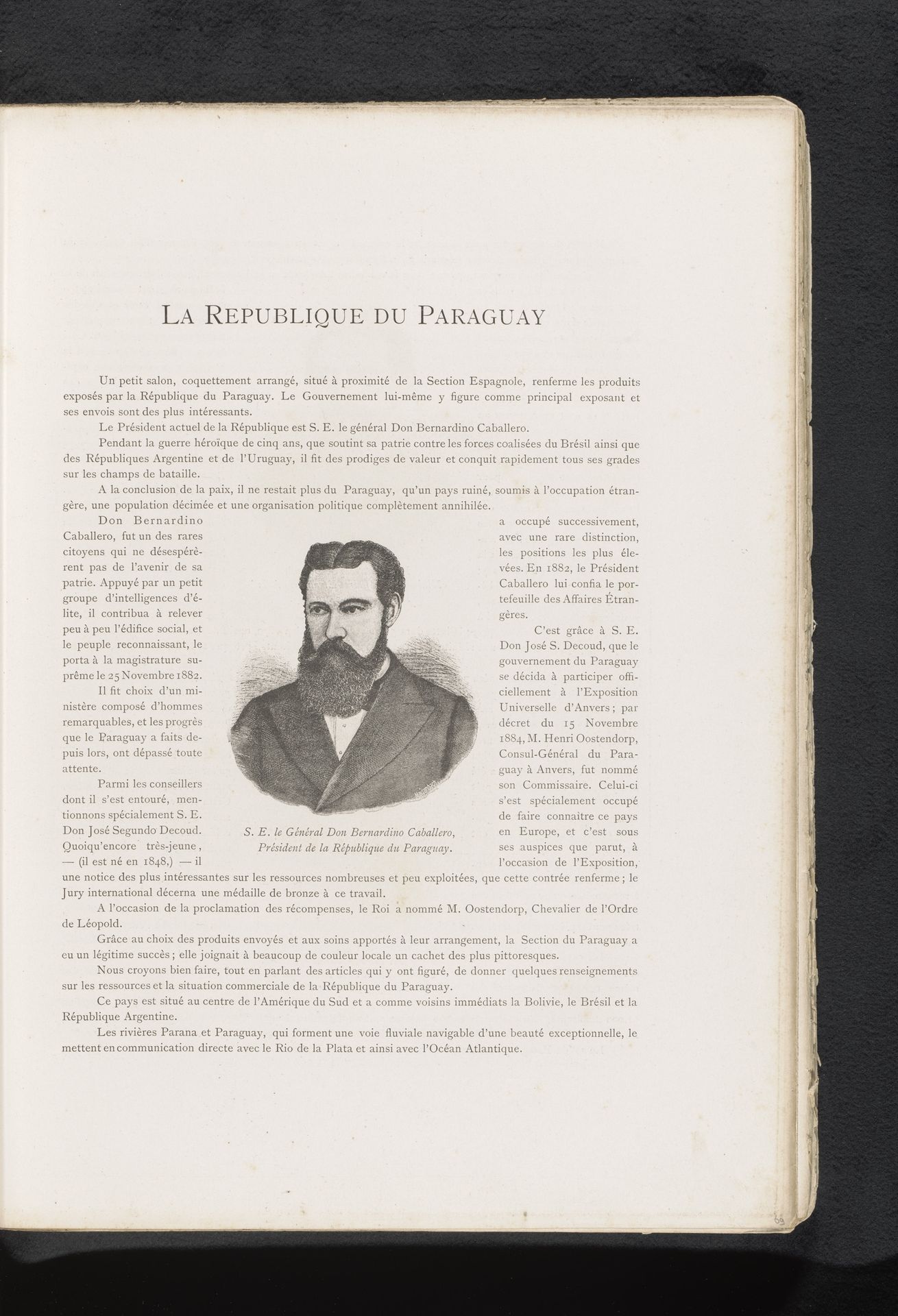 Reproductie van een prent van een portret van Bernardino Caballero, president van Paraguay by Anonymous