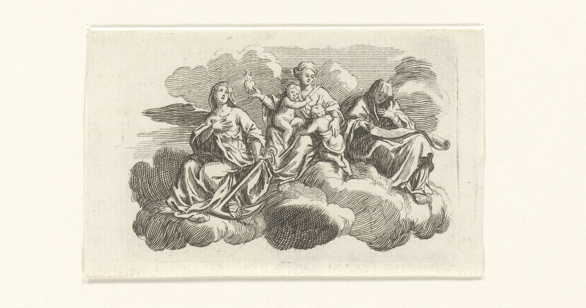 Drie goddelijke deugden op een wolk by Anonymous