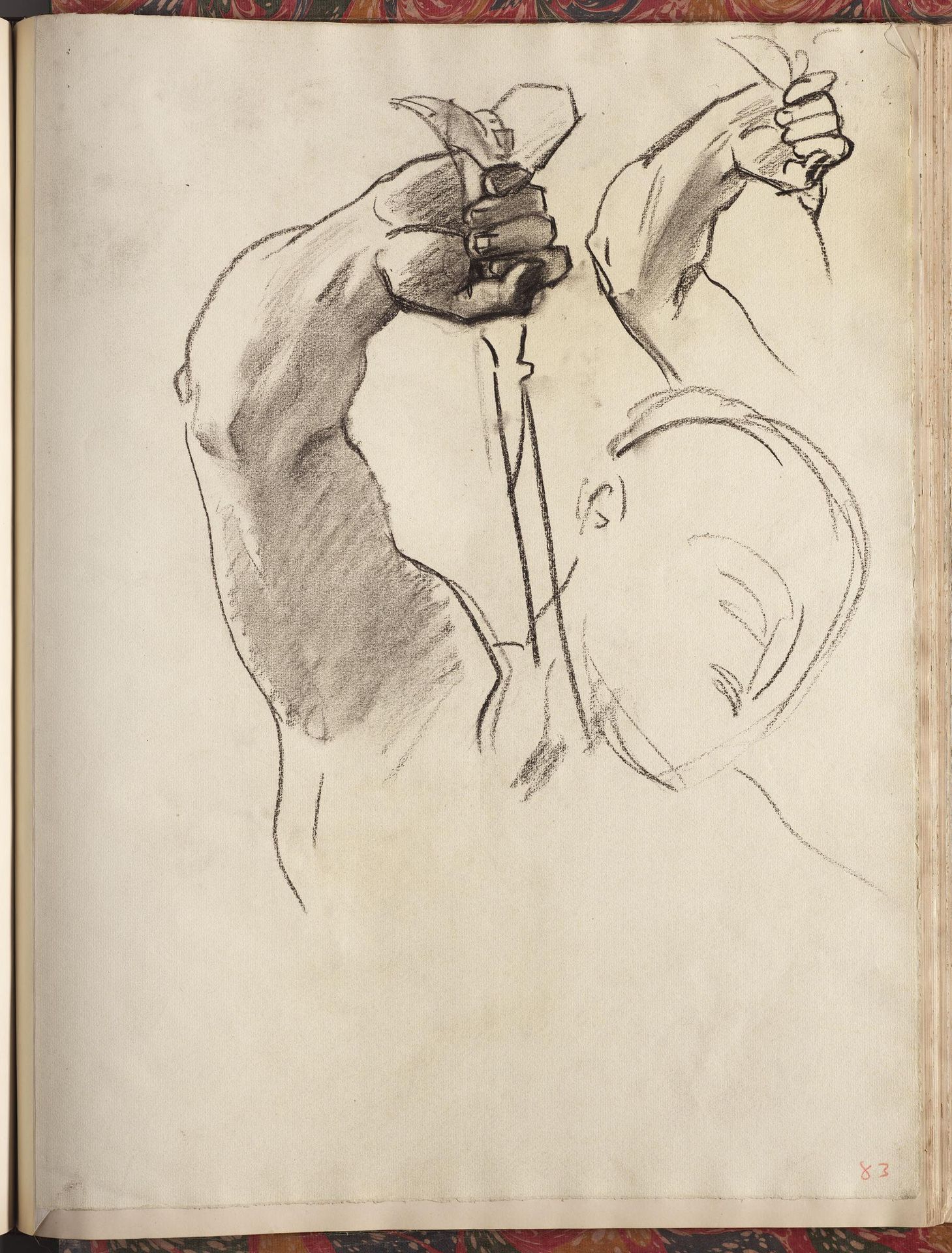 Head and Arm Studies for one of Angels at Right, "Israel and the Law," Boston Public Library by John Singer Sargent