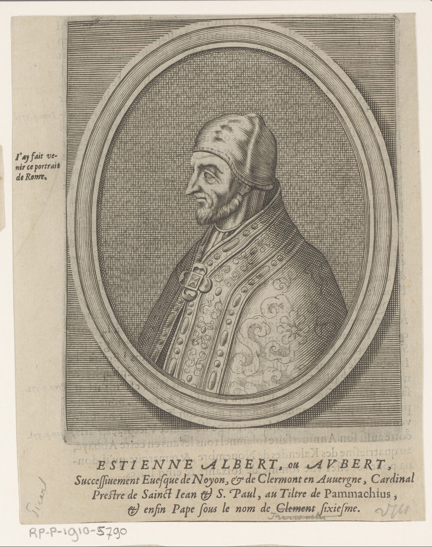 Portret van Innocentius VI by Etienne Picart