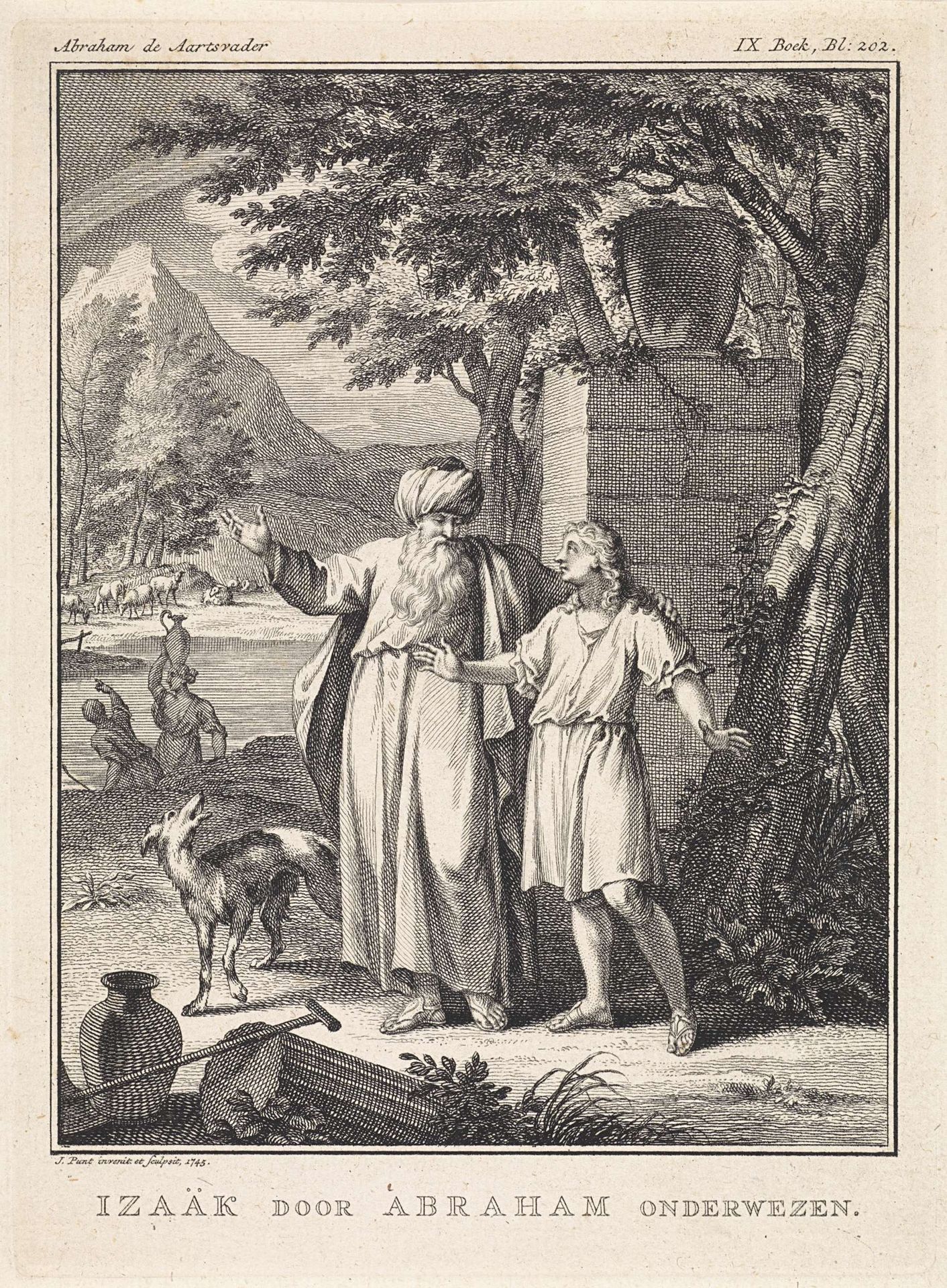 Abraham onderwijst Isaak by Jan Punt