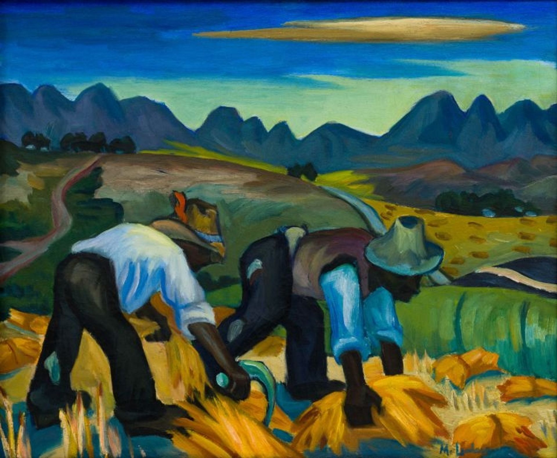 Harvesters in Wheatfield by Maggie Laubser