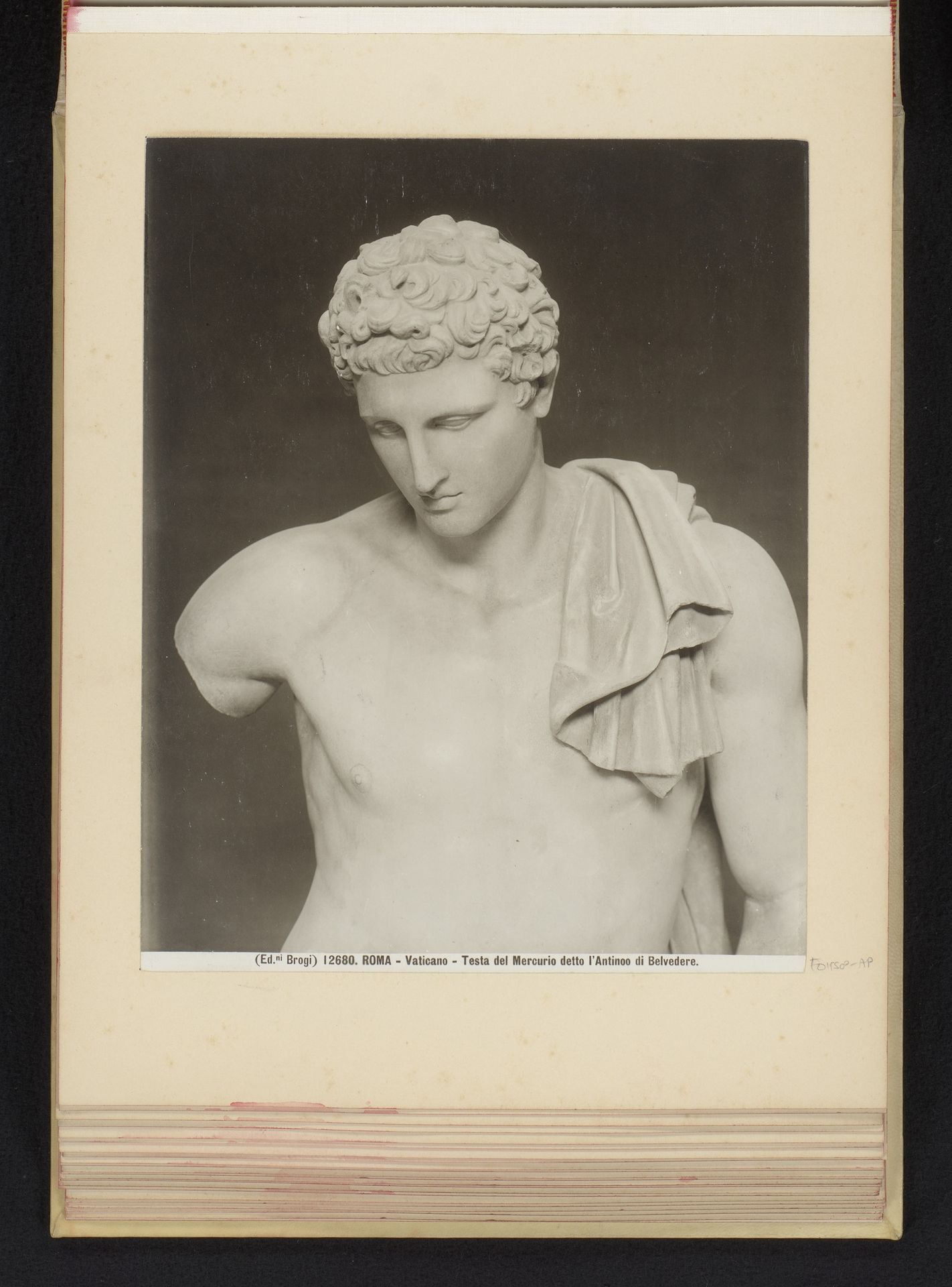 Hoofd van de Hermes van Belvedère in de Vaticaanse Musea te Vaticaanstad by Edizione Brogi