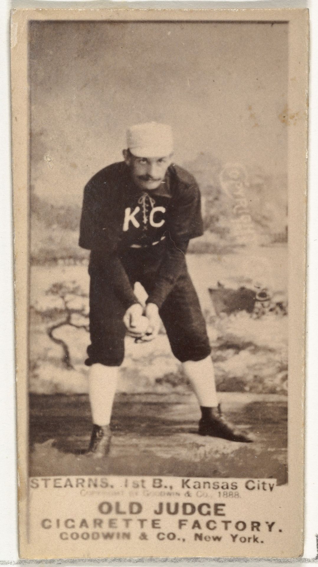 Daniel Eckford "Ecky" Stearns, 1st Base, Kansas City Cowboys, from the Old Judge series (N172) for Old Judge Cigarettes by Goodwin & Company