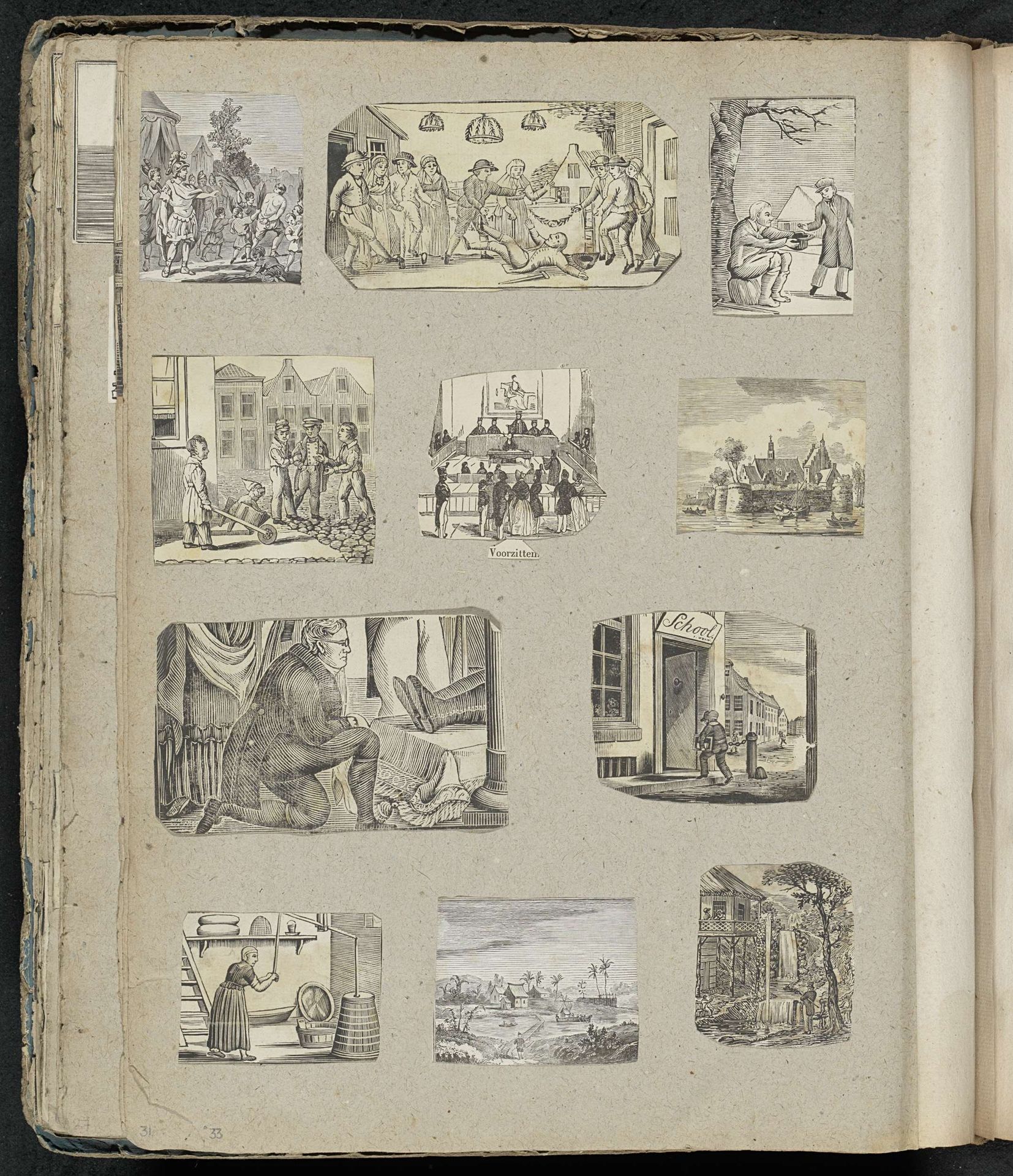 Albumblad met diverse voorstellingen by Alexander Cranendoncq
