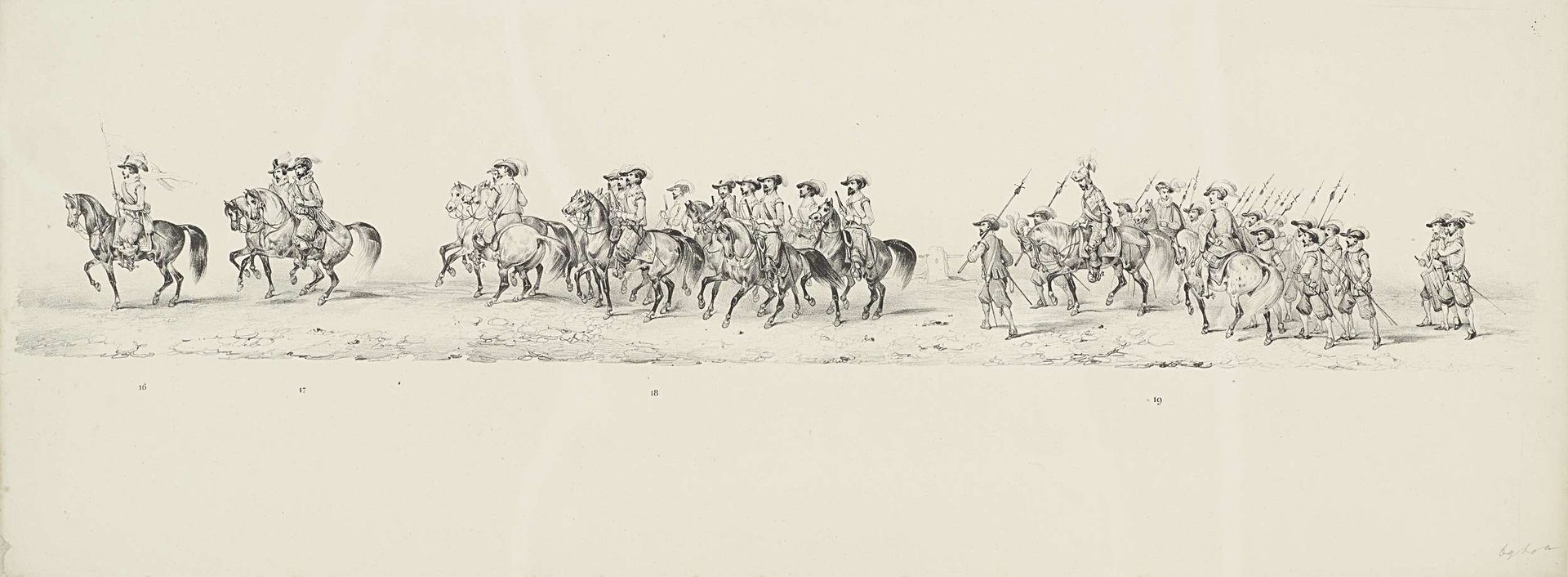 Historische optocht bij het tweede eeuwfeest van de Utrechtse Hogeschool, 1836 (plaat 5) by Victor Adam