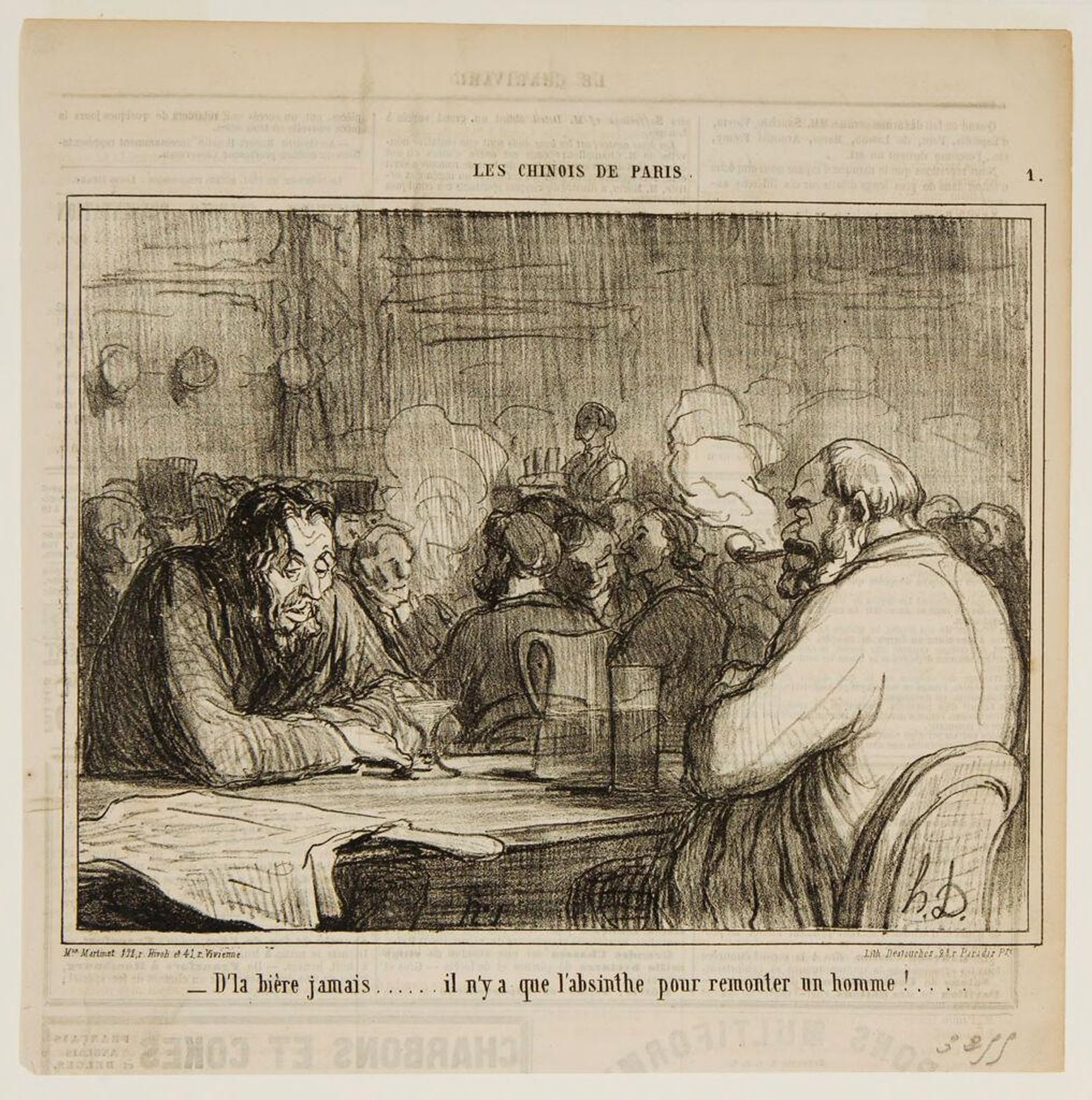 "Beer? never...only absinthe'll set a man up..." by Honoré Daumier