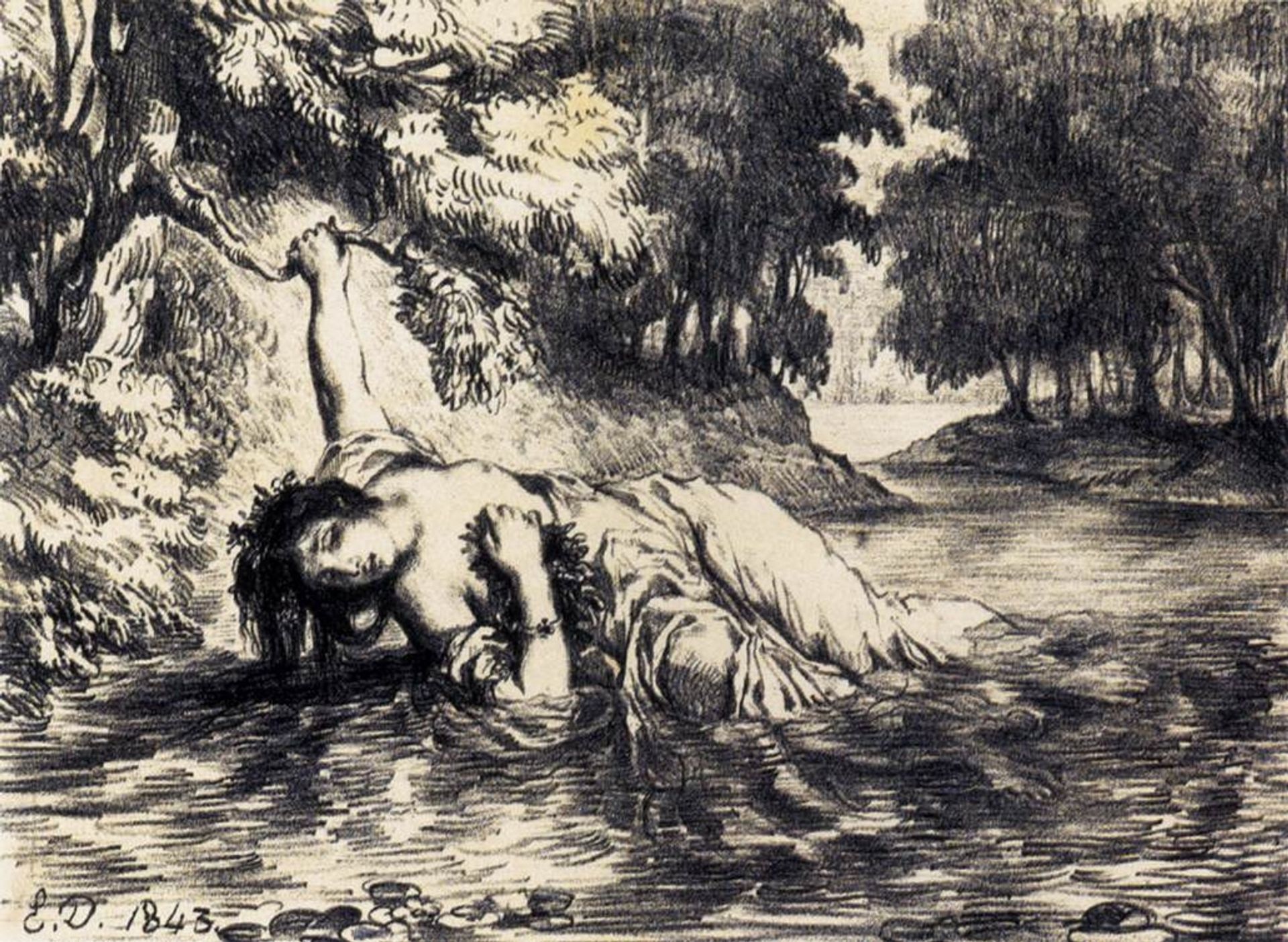 The Death of Ophelia by Eugène Delacroix