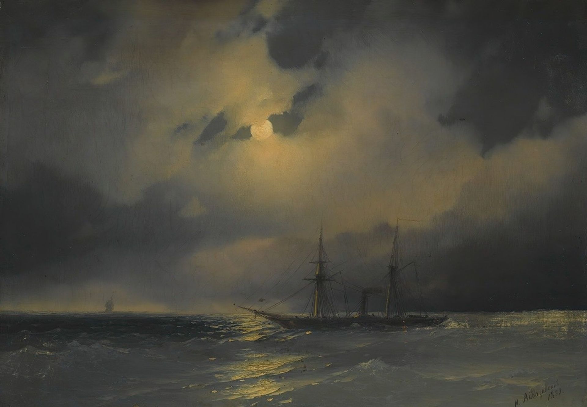 Shipping In Moonlight by Ivan Konstantinovich Aivazovsky