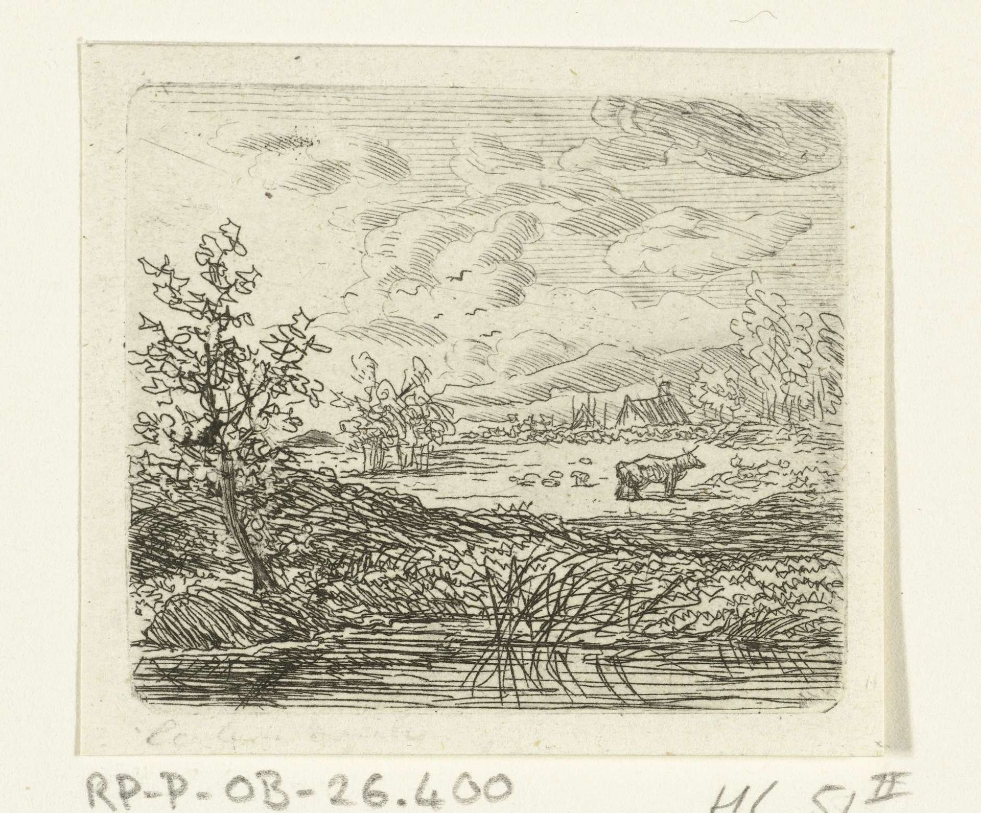 Waterlandschap met koe by Ernst Willem Jan Bagelaar