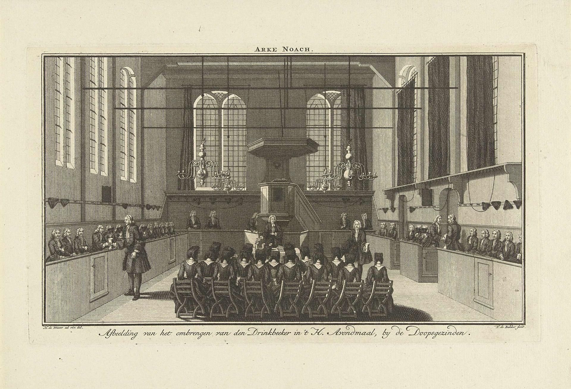 Rondgaan van de drinkbeker tijdens het Heilig Avondmaal in de Doopsgezinde Kerk De Arke Noach te Amsterdam by Frans de Bakker