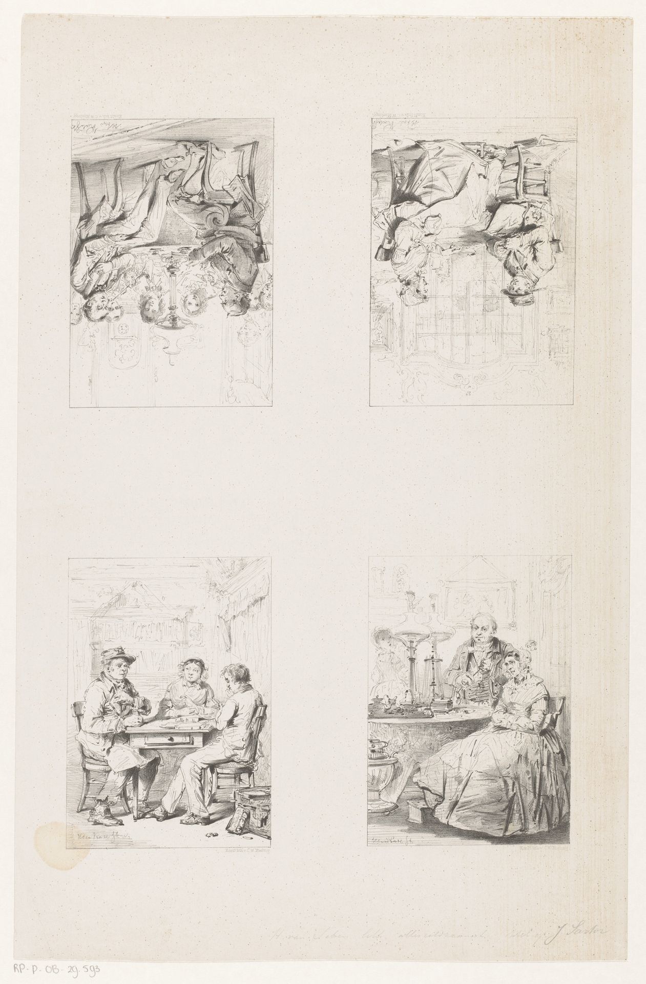 Gezelschappen aan tafel by Herman Frederik Carel ten Kate