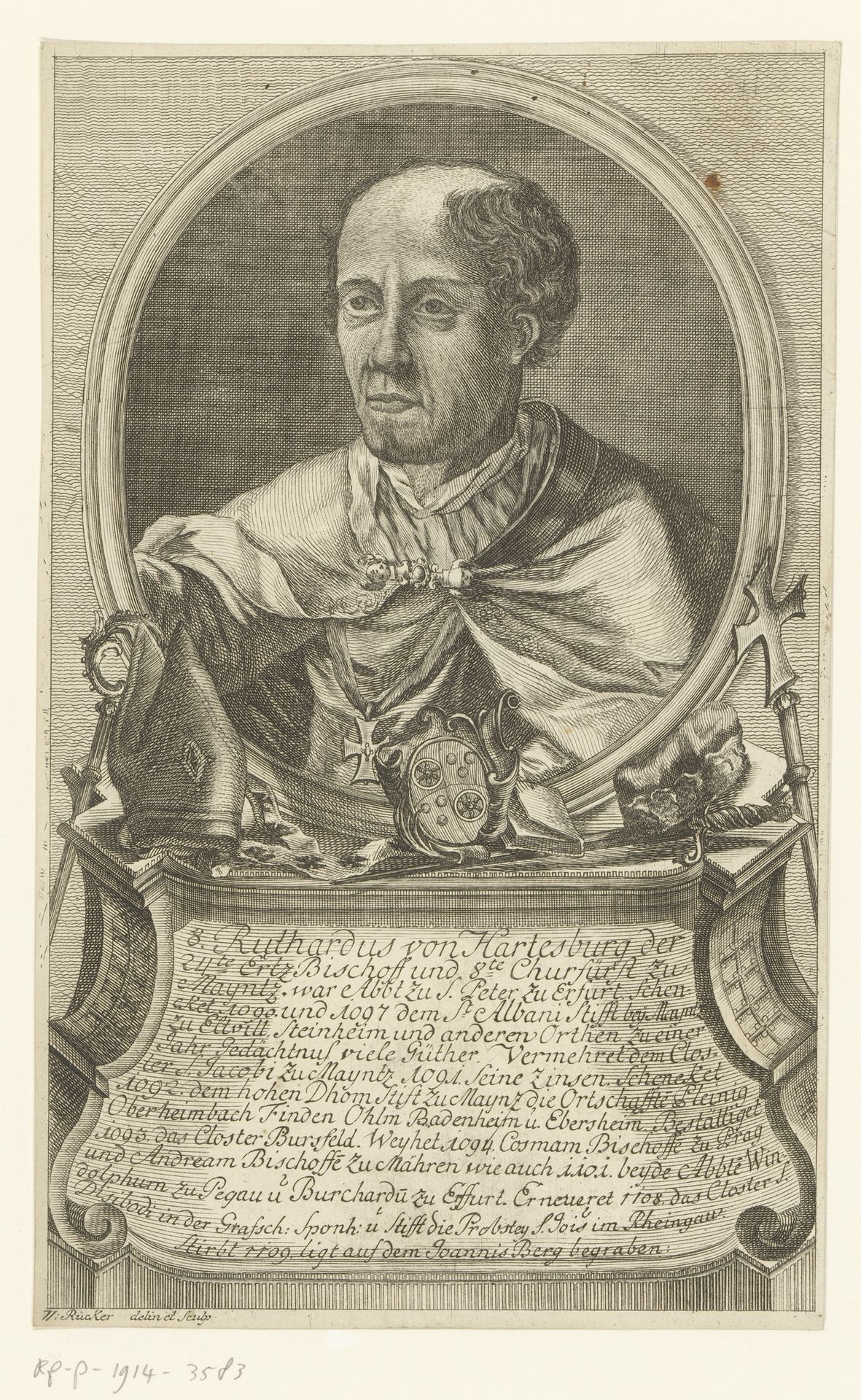 Portret van Ruthard van Mainz by Wilhelm Christian Rücker
