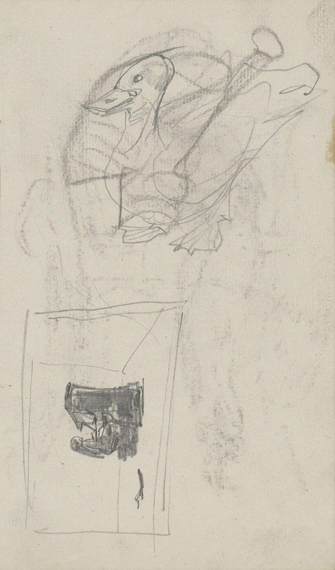 Pianospelende vrouw en een eend by George Hendrik Breitner