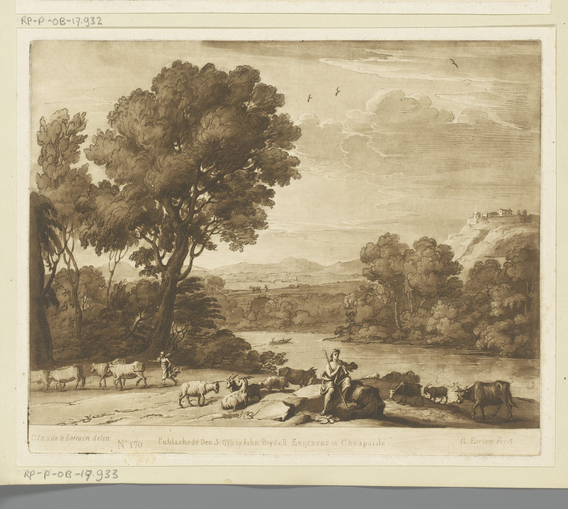 Landschap met Apollo en Mercurius, die het vee steelt by Richard Earlom