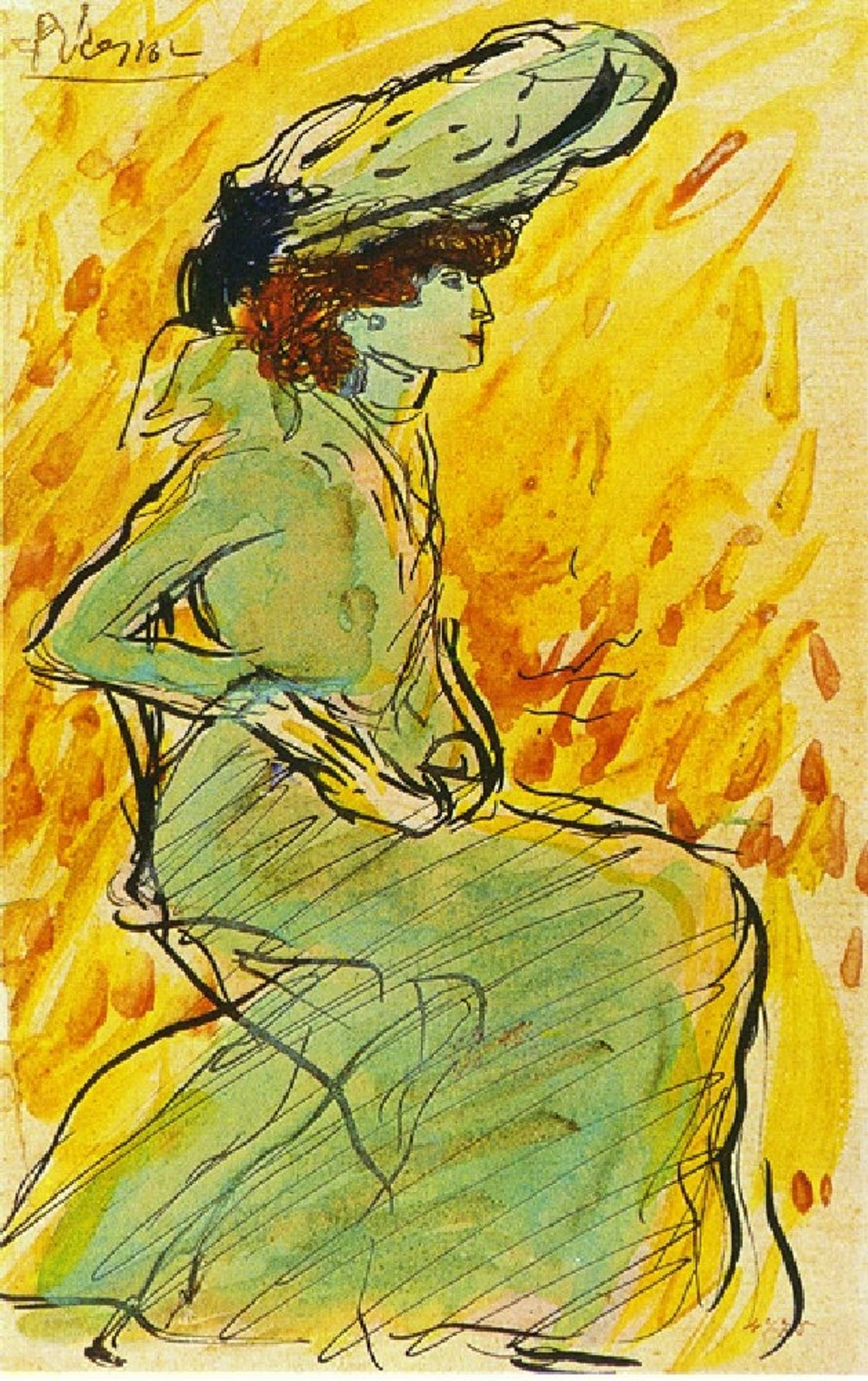 Seated woman in green by Pablo Picasso