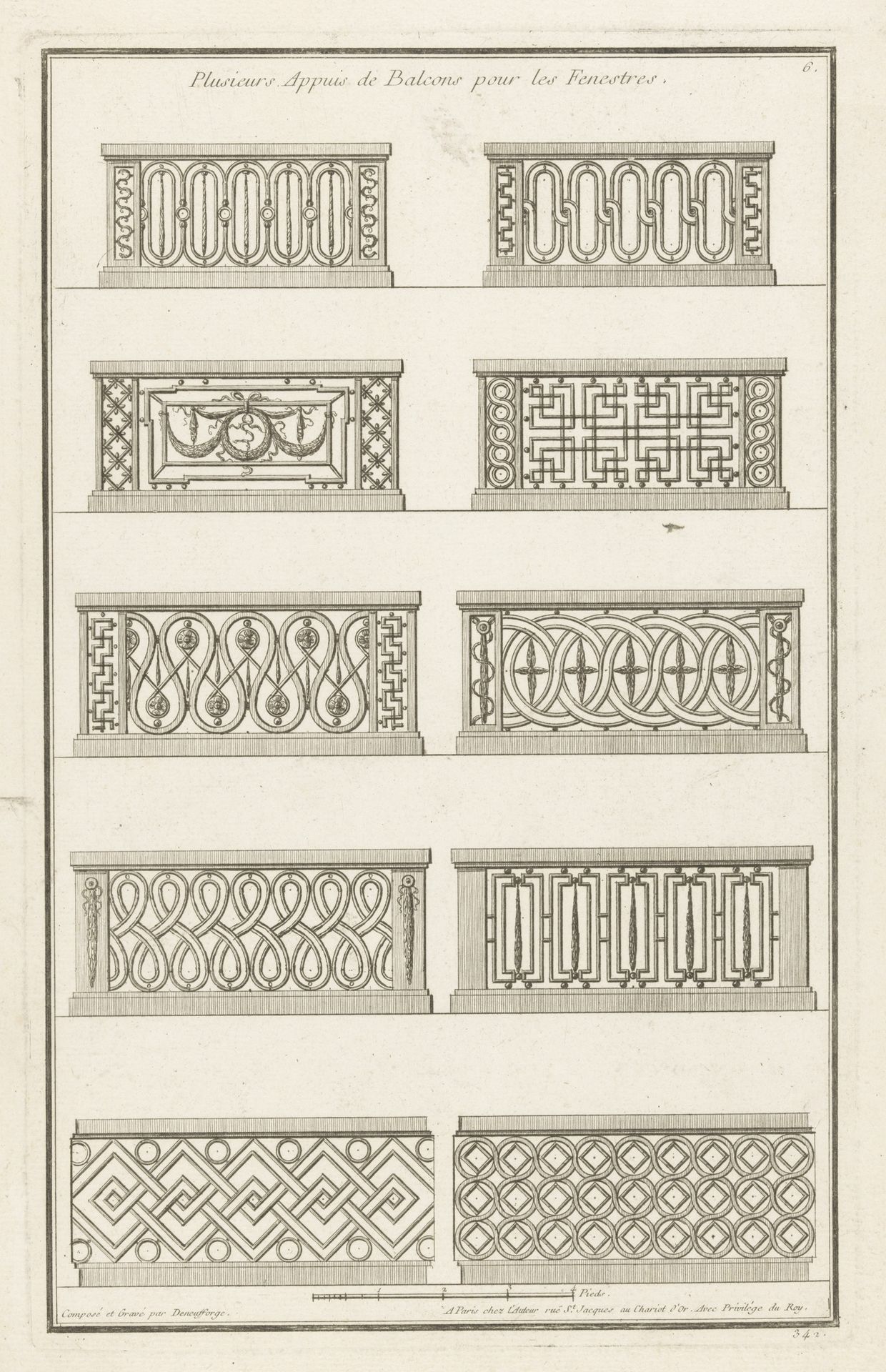 Balkonhekken voor ramen by Jean François de Neufforge