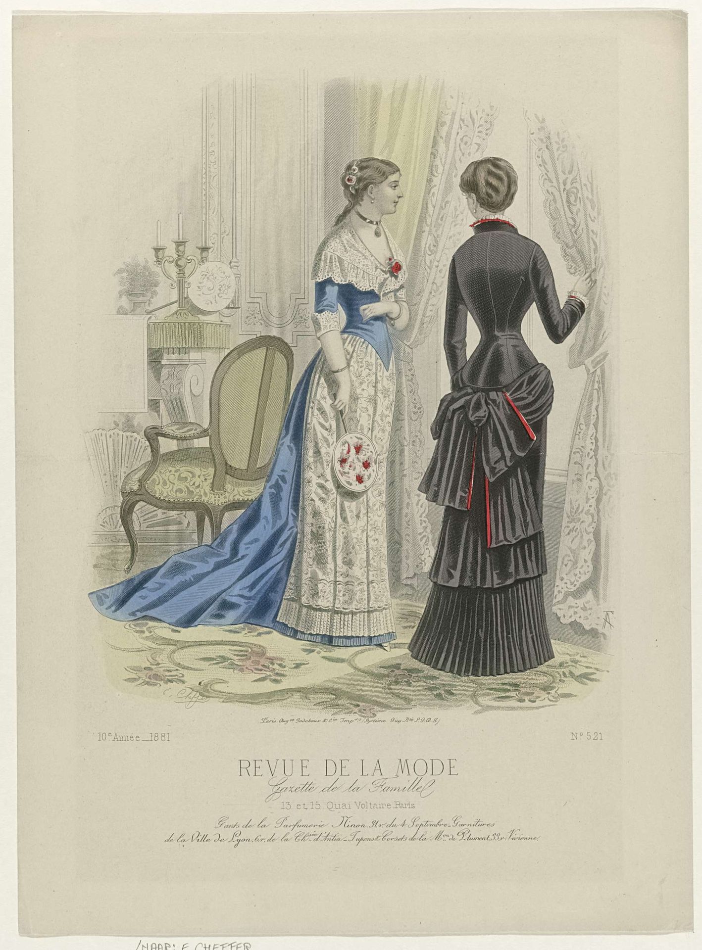 Revue de la Mode, Gazette de la Famille, dimanche 25 décembre 1881, 10e année, No. 521: Gants de la Parfumerie Ninon (...) by E. Cheffer