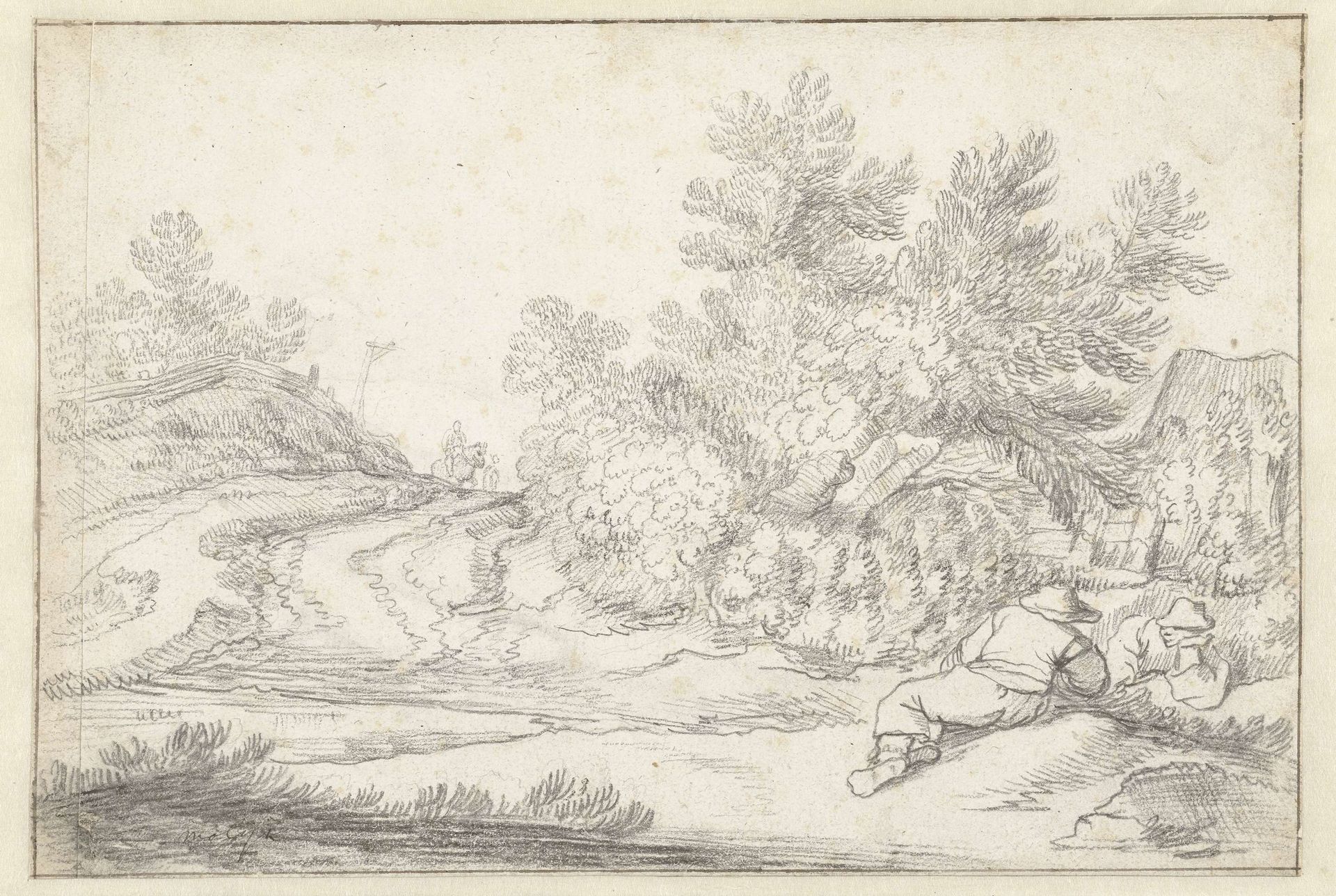 Hellende landweg met een ruiter by Pieter de Molijn