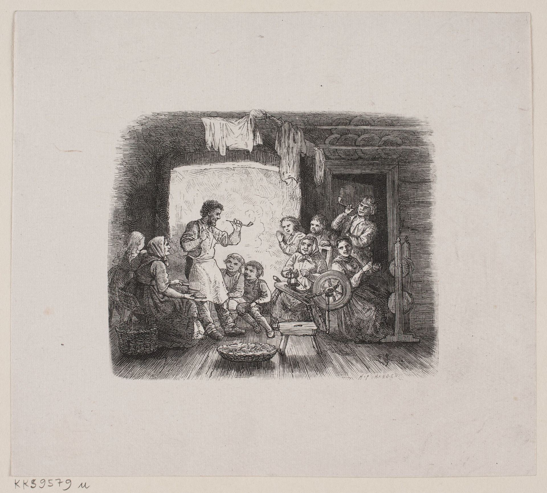 Illustration til "En Aftenstund i et Proprietærkøkken" by H.P. Hansen