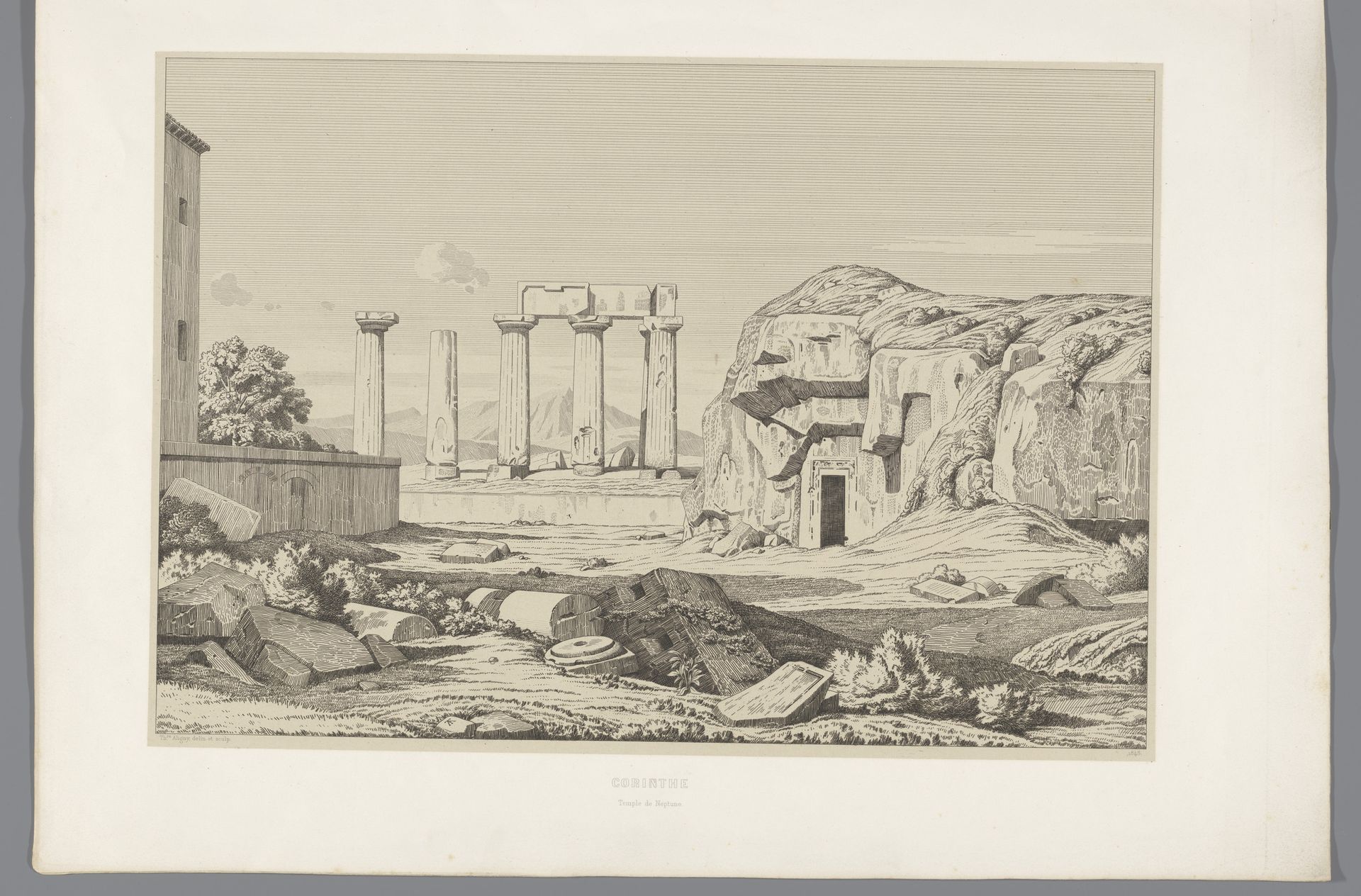 Gezicht op Korinthe by Claude-Félix-Théodore Caruelle d' Aligny