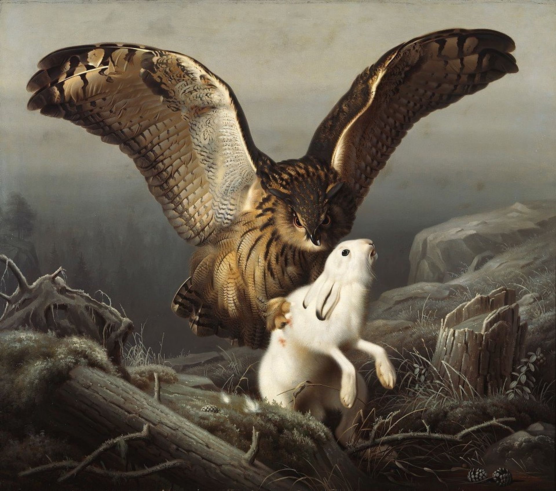 An Eagle-Owl Seizes A Hare by Ferdinand von Wright