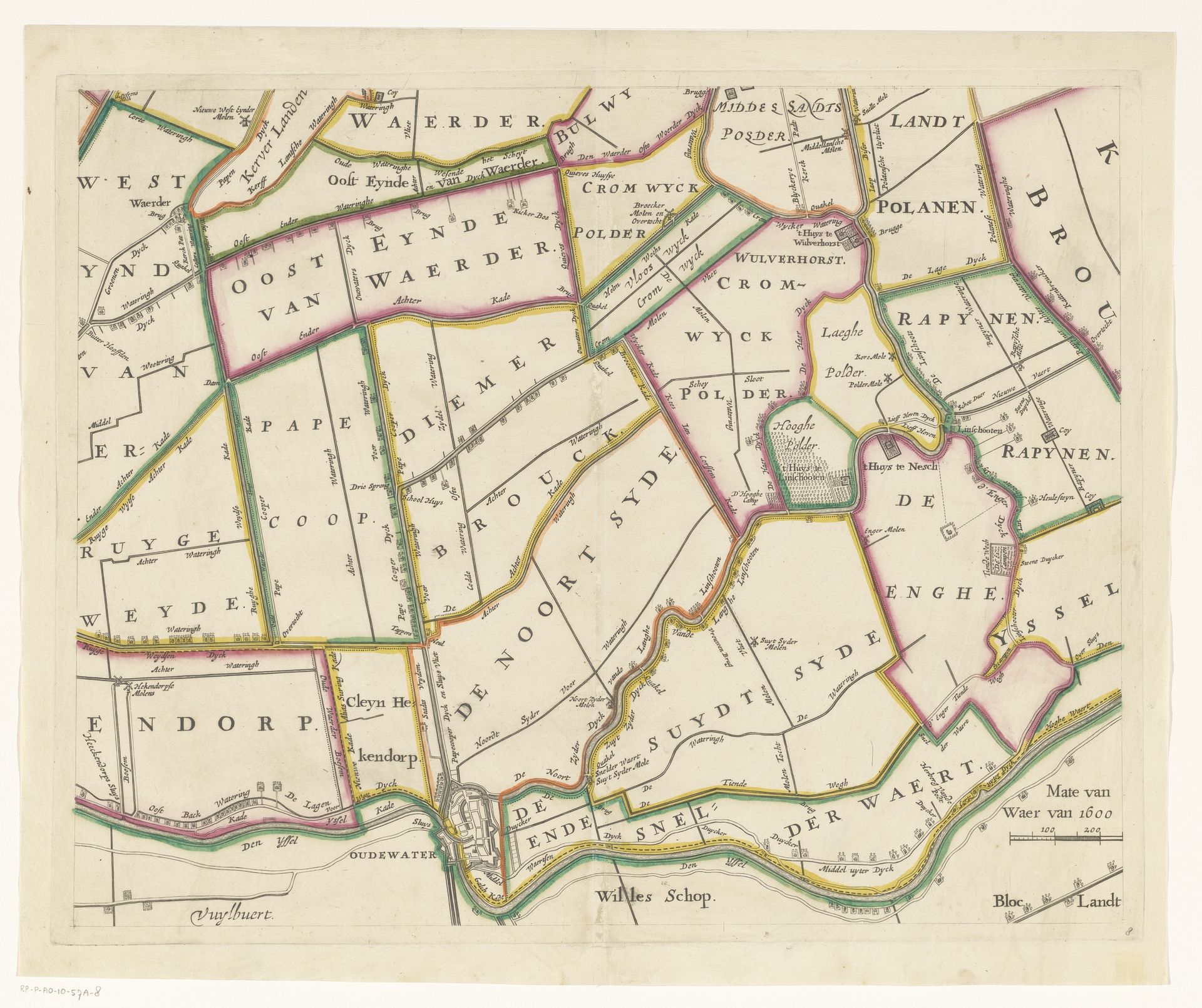 Kaart van het Hoogheemraadschap van Woerden (achtste deel) by Justus Vinckboons