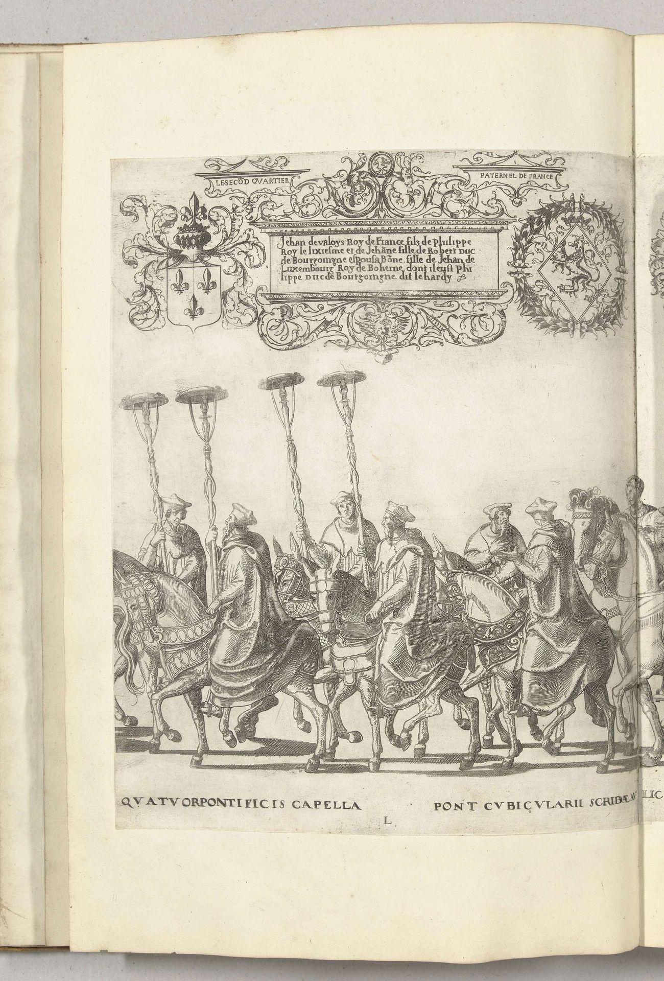 Vier kardinaalshoeden op stokken, plaat L by Nicolaas Hogenberg