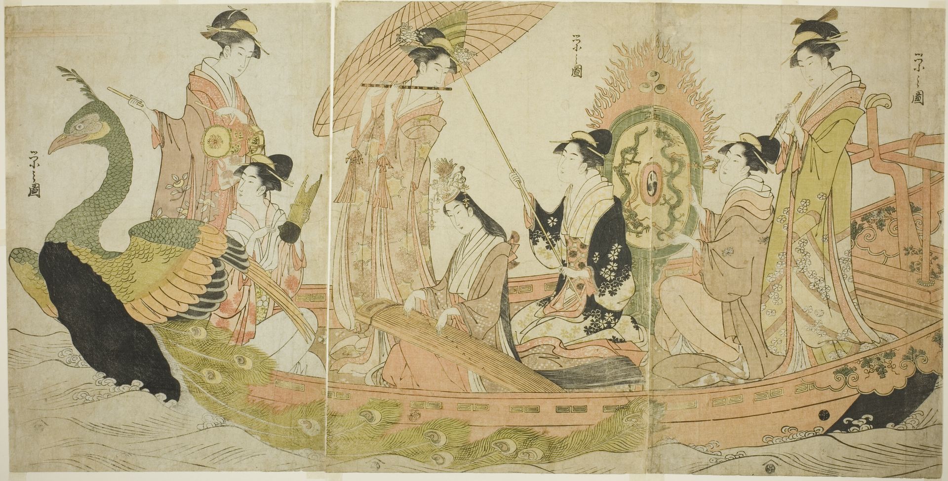 The Peacock Boat by Chōbunsai Eishi 鳥文斎栄之