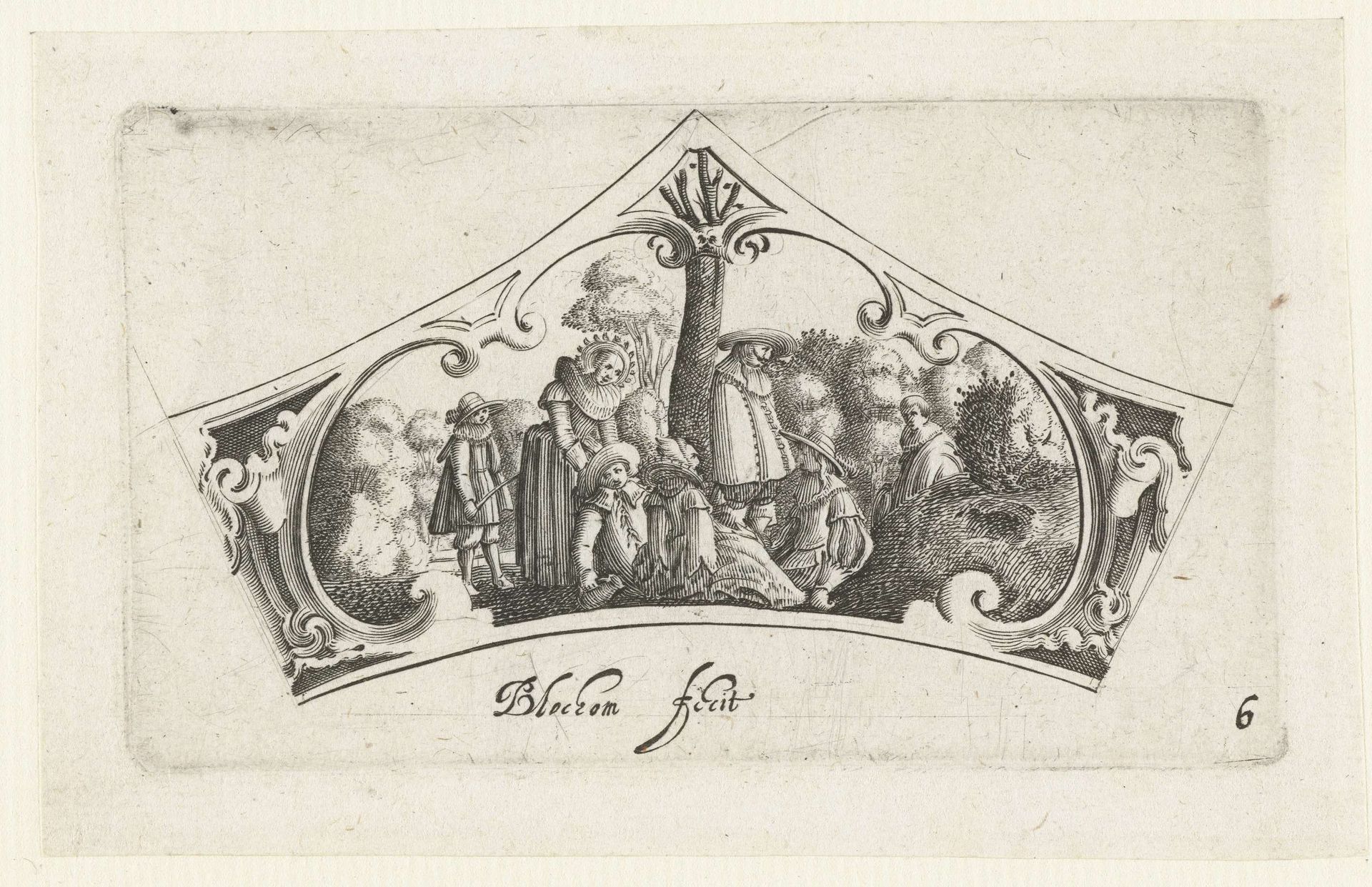Gezelschap in een bosachtige omgeving by Bartholomeus van Lochom