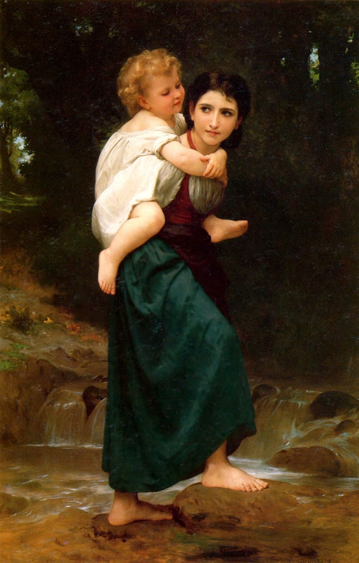 Crossing the Stream by William Bouguereau