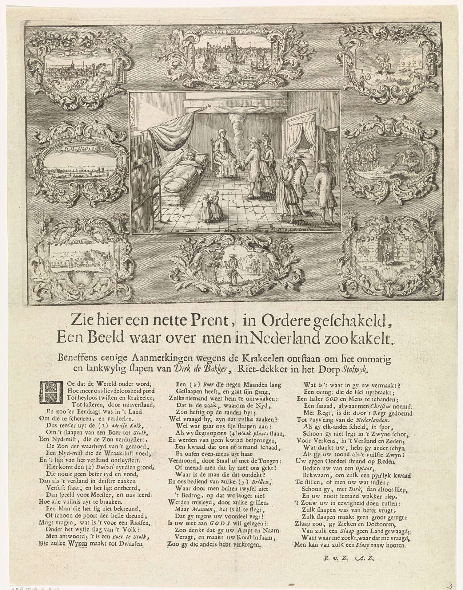 De slapende boer van Stolwijk, 1707 by B. van Kempen
