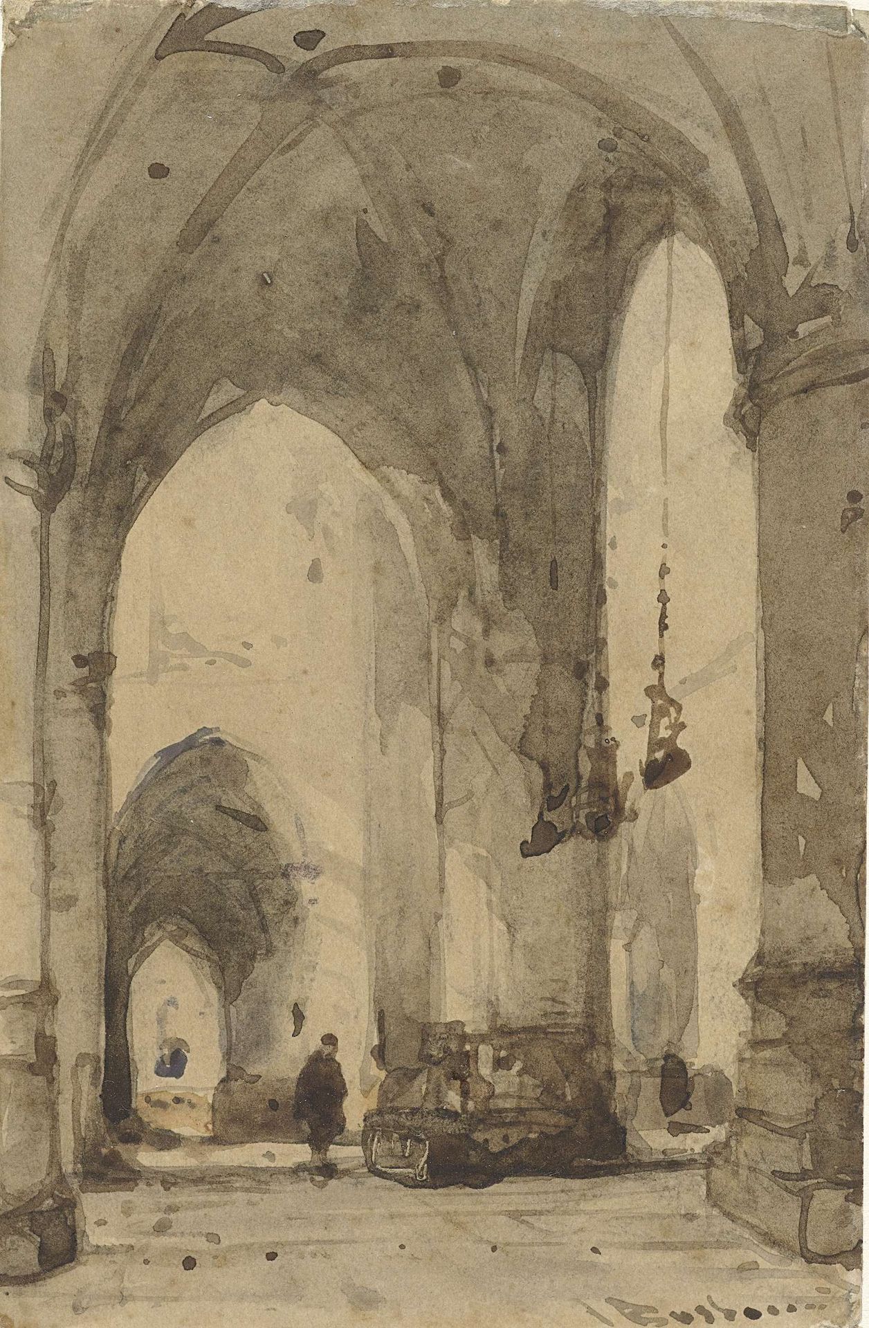 Interieur van de Sint Bavokerk in Haarlem by Johannes Bosboom