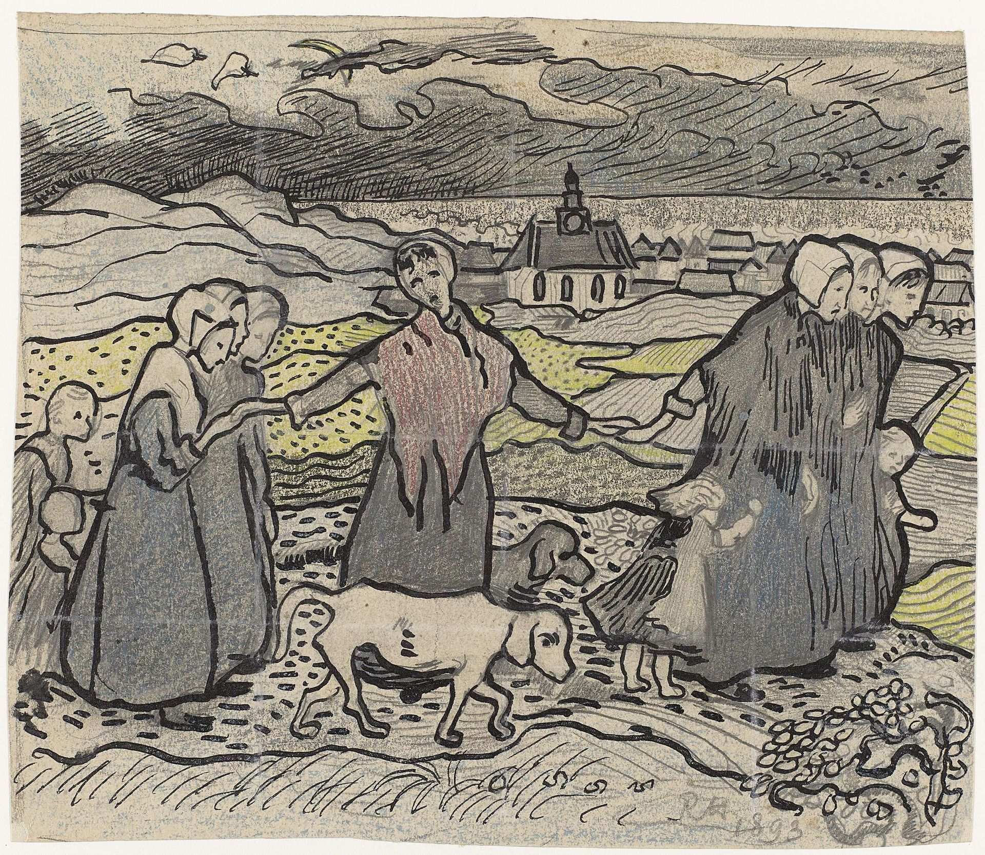 Vissersvrouwen in de duinen by Richard Nicolaüs Roland Holst