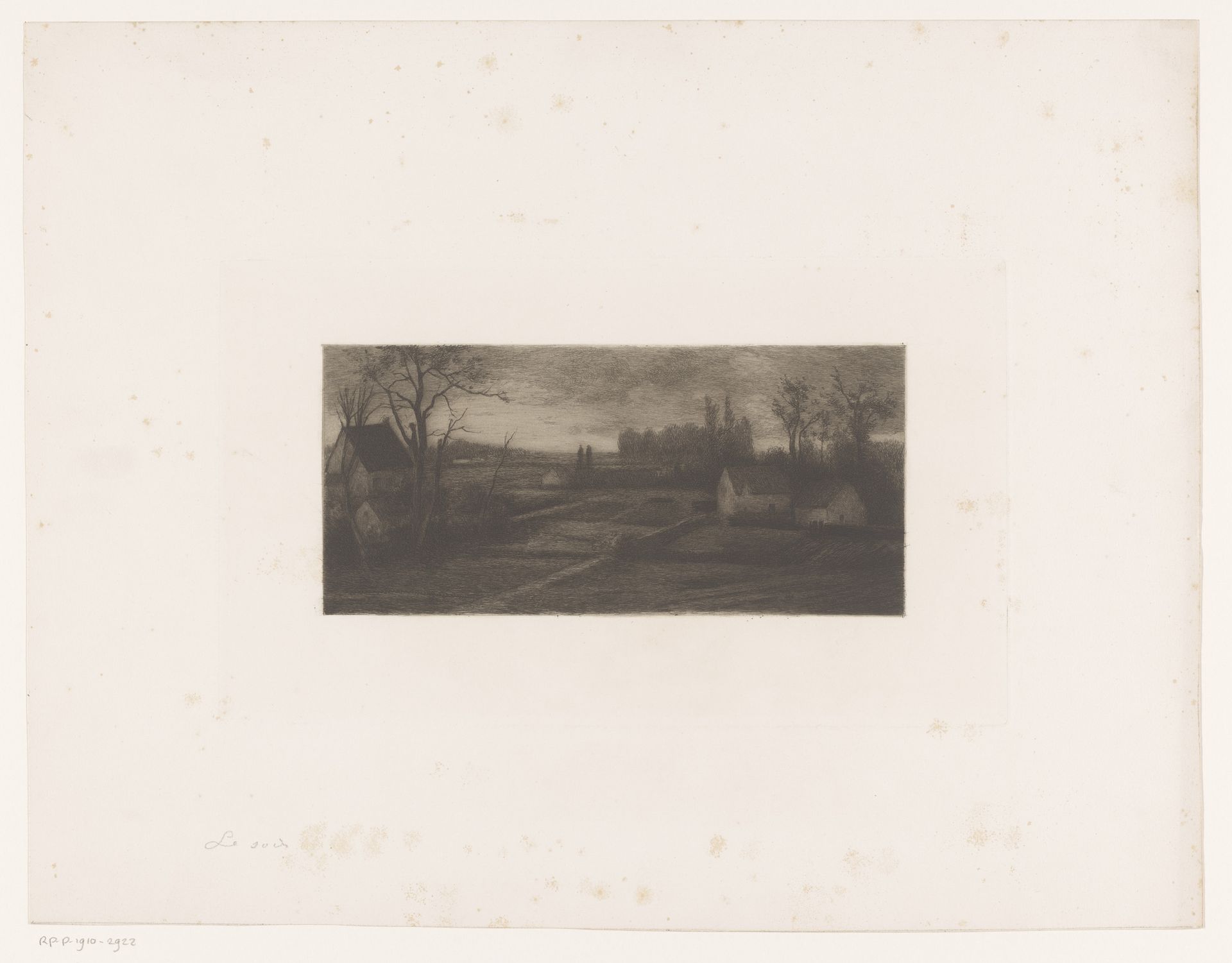 Landschap met boerderijen bij avond by Alfred Elsen