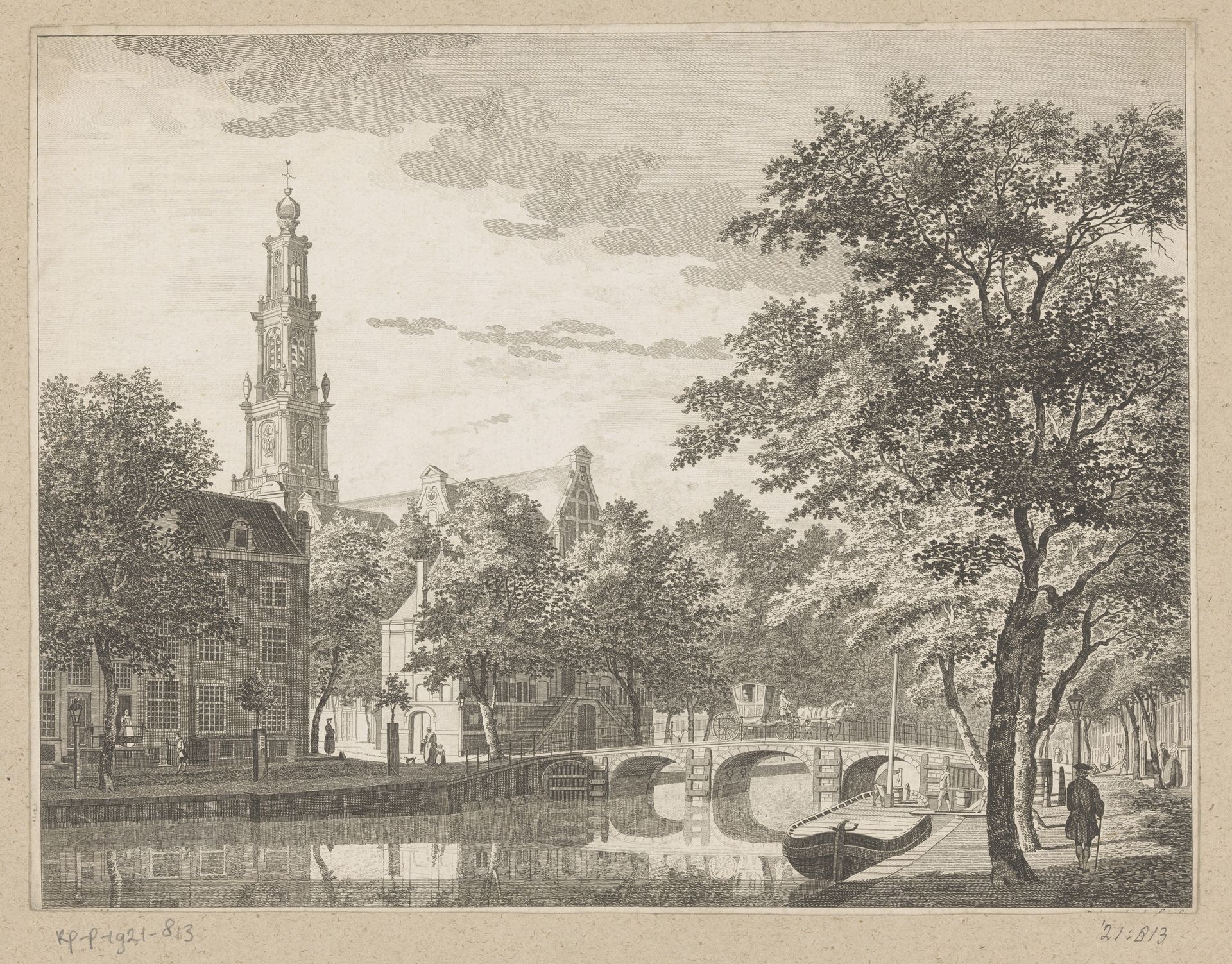 Gezicht op de Westerkerk en Westerhal, gezien vanaf de Keizersgracht by Paulus van Liender