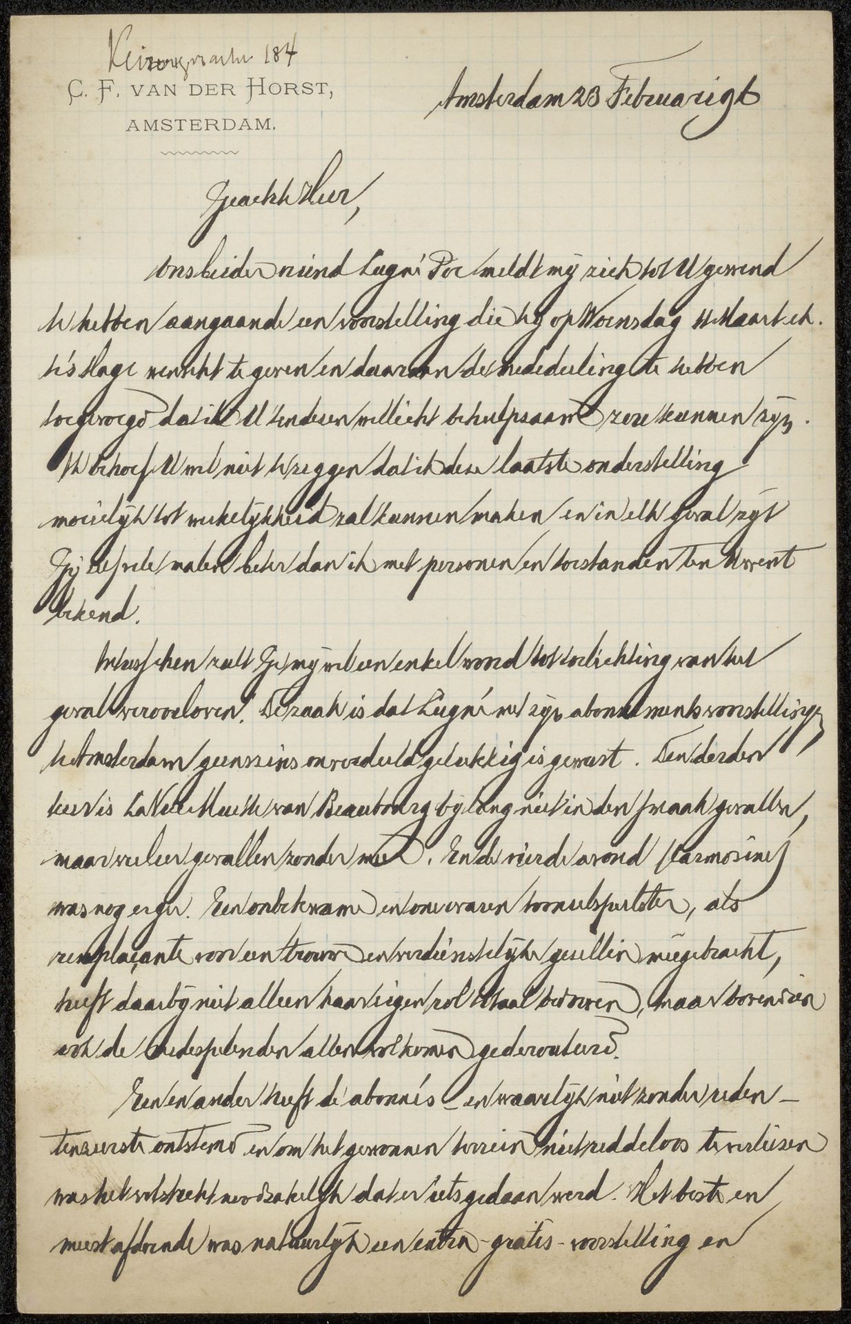 Brief aan Philip Zilcken by C.F. van der Horst