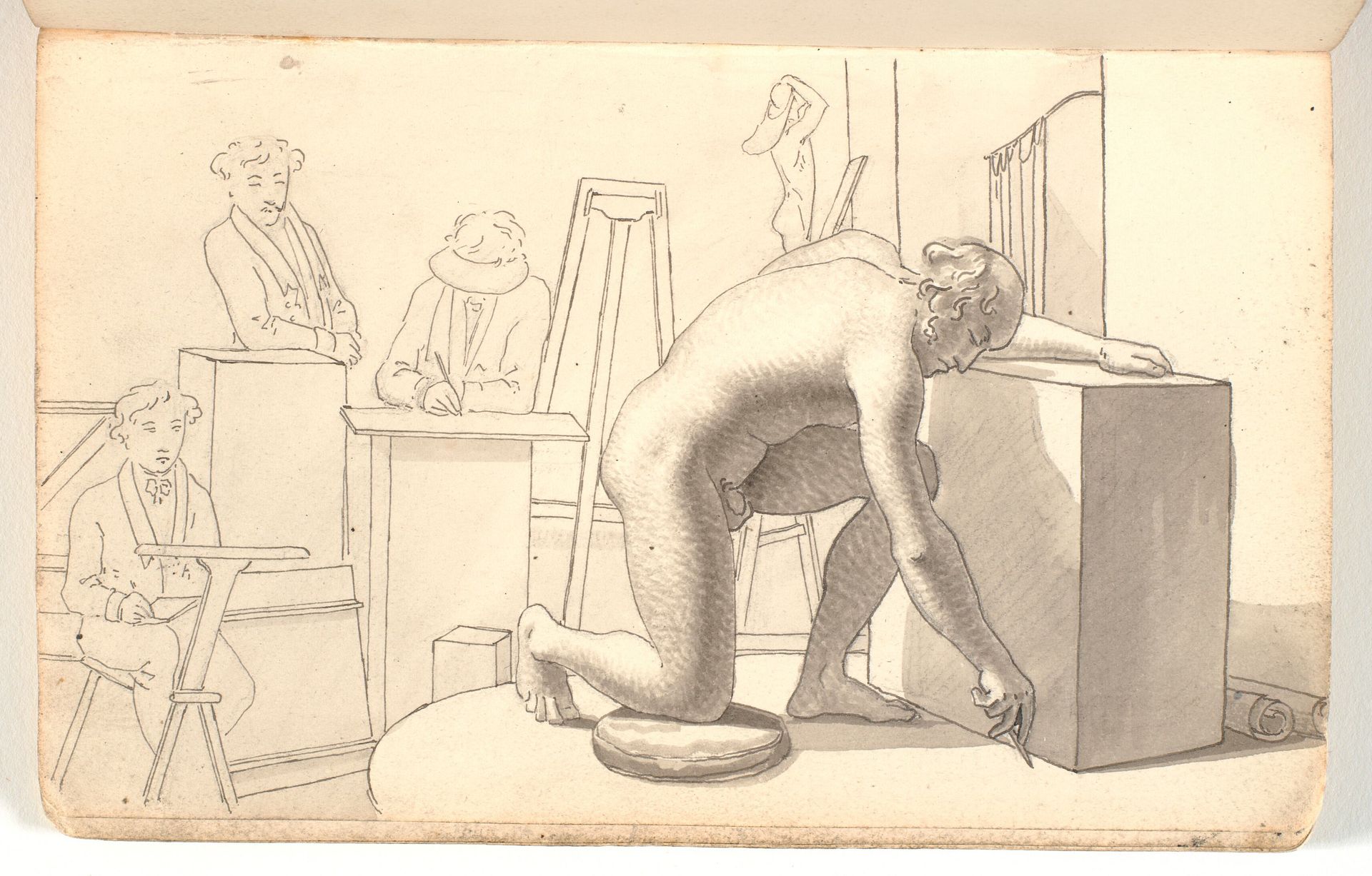 Kunstnere der tegner efter model by Martinus Rørbye