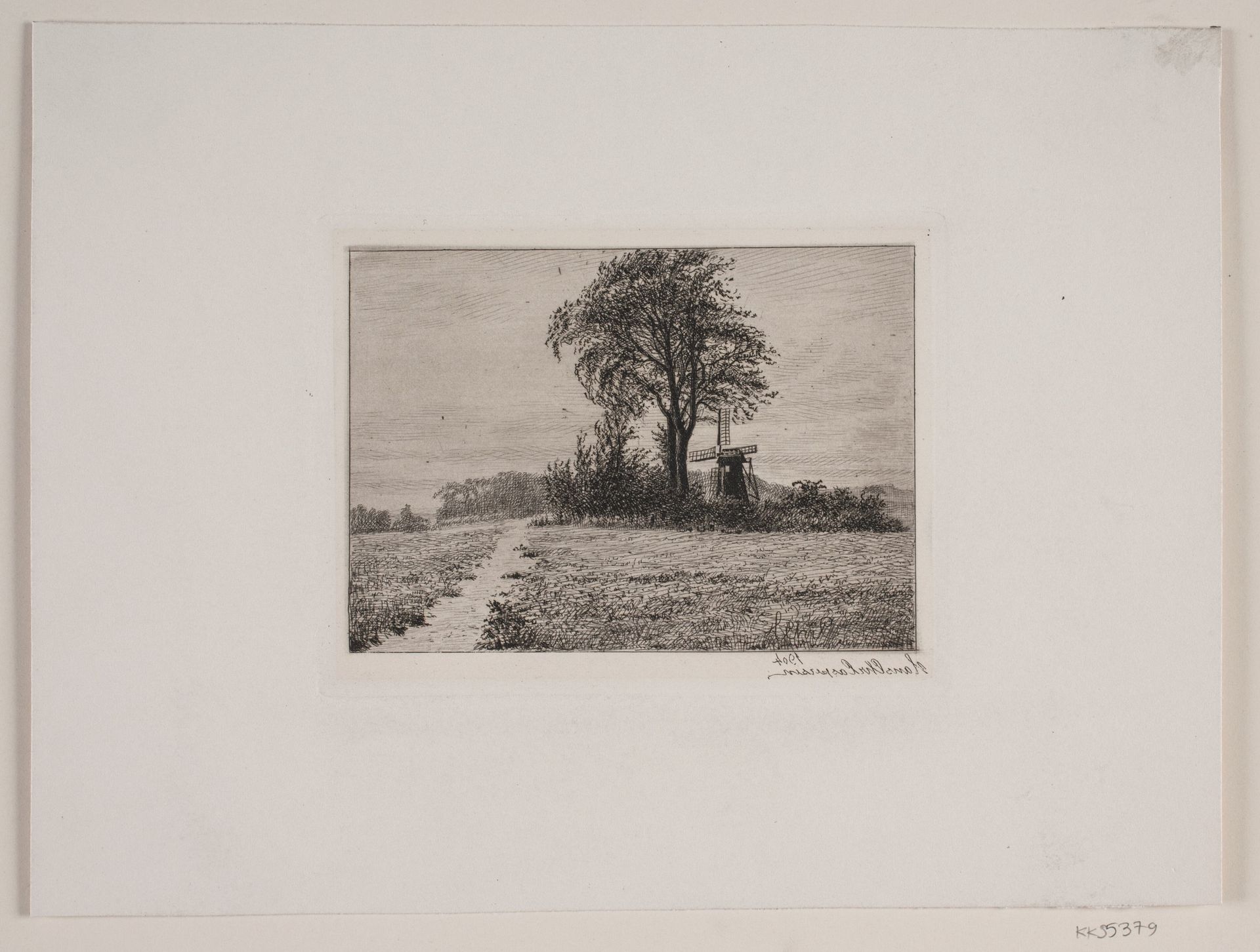 Landskab med mølle by Hans Christian Gether Caspersen