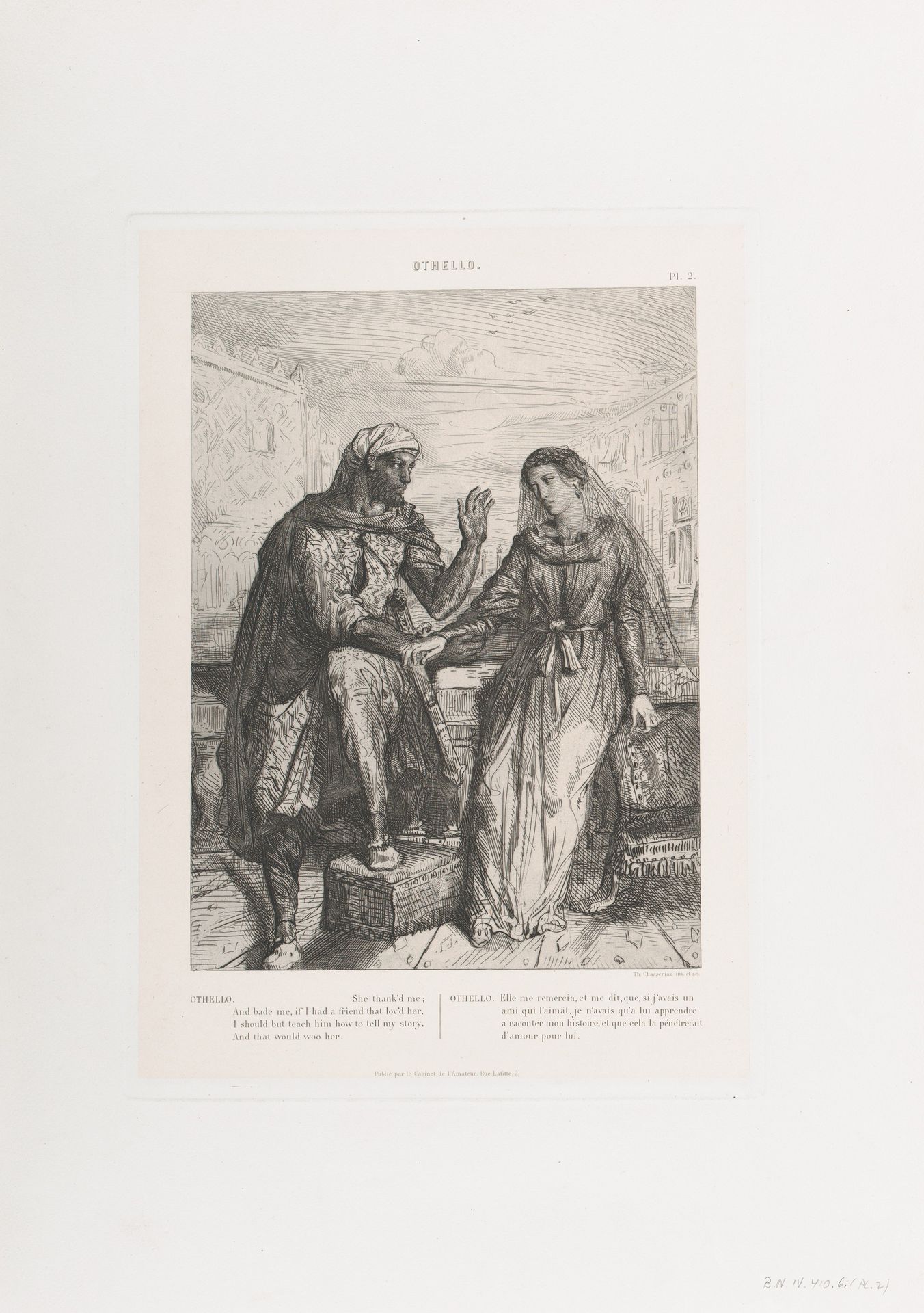 "She thank'd me": plate 2 from Othello (Act 1, Scene 3) by Théodore Chassériau