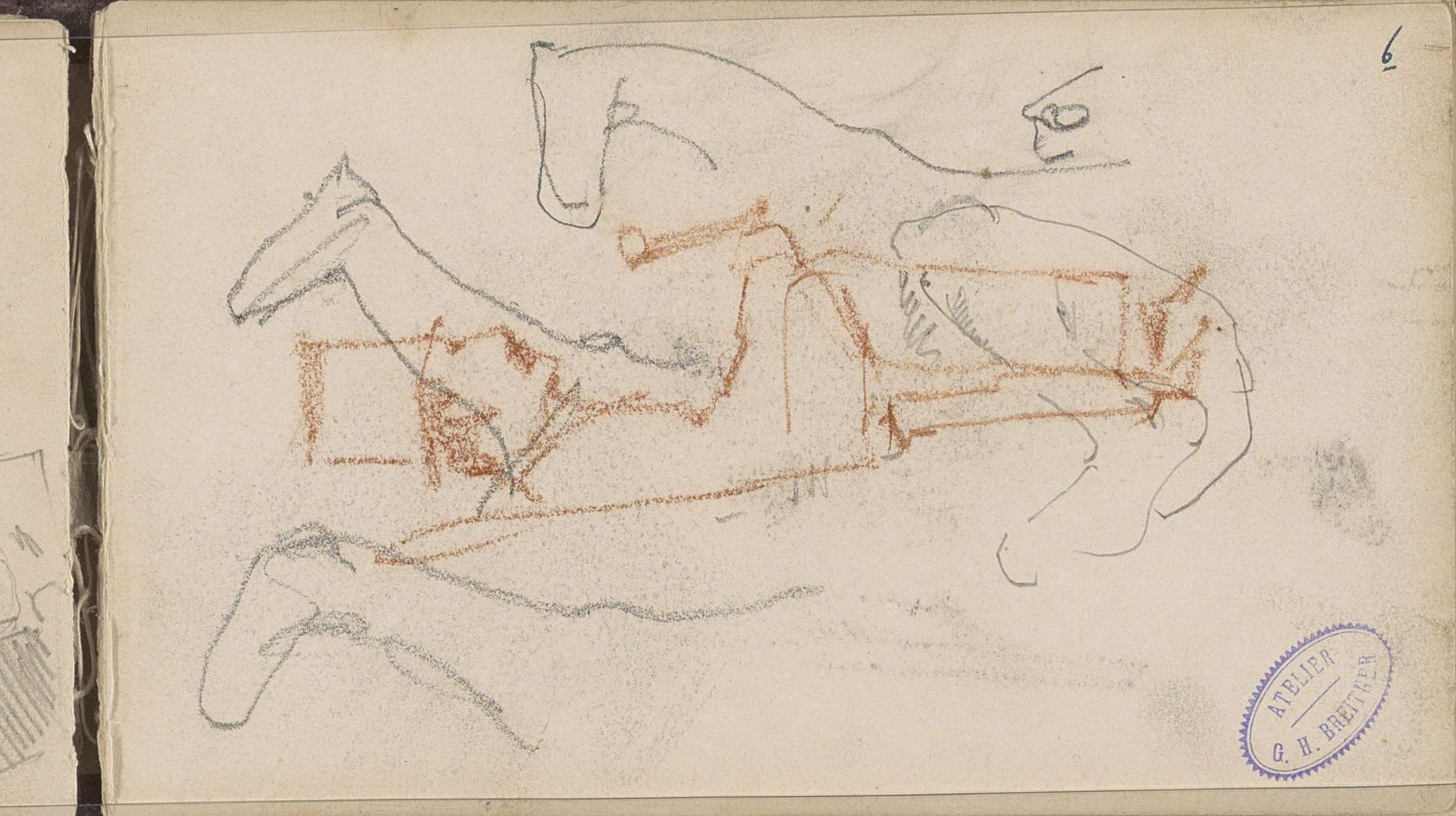 Studieblad, onder andere met een zittende man by George Hendrik Breitner