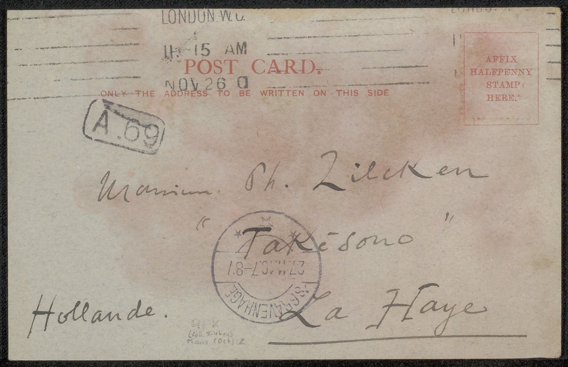 Briefkaart aan Philip Zilcken by Octave Maus