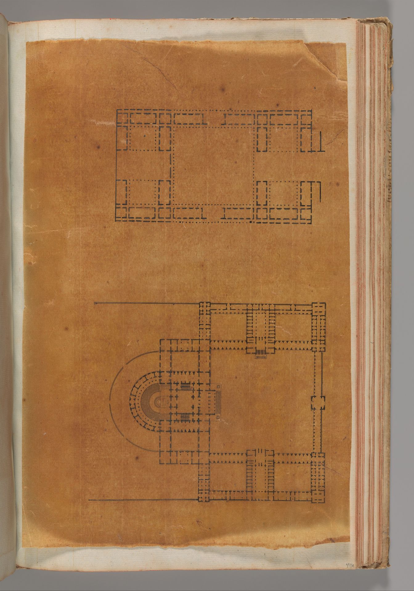 Page from a Scrapbook containing Drawings and Several Prints of Architecture, Interiors, Furniture and Other Objects by Charles Percier