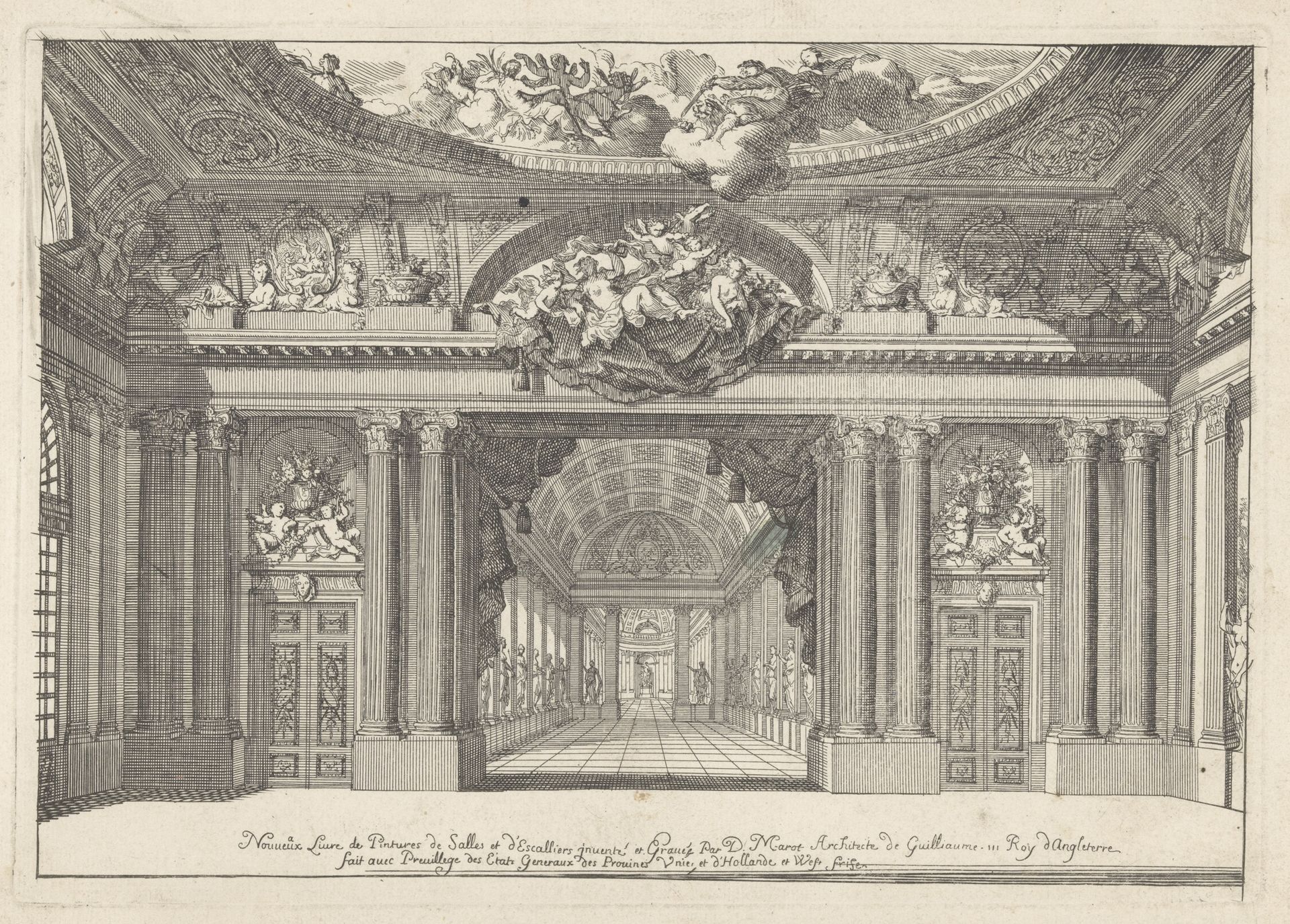 Vestibule met Korinthische zuilen by Daniël (I) Marot