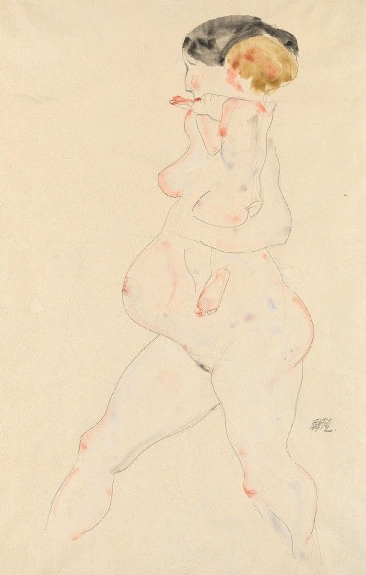 Schwangere Frau mit Kind auf dem Arm by Egon Schiele